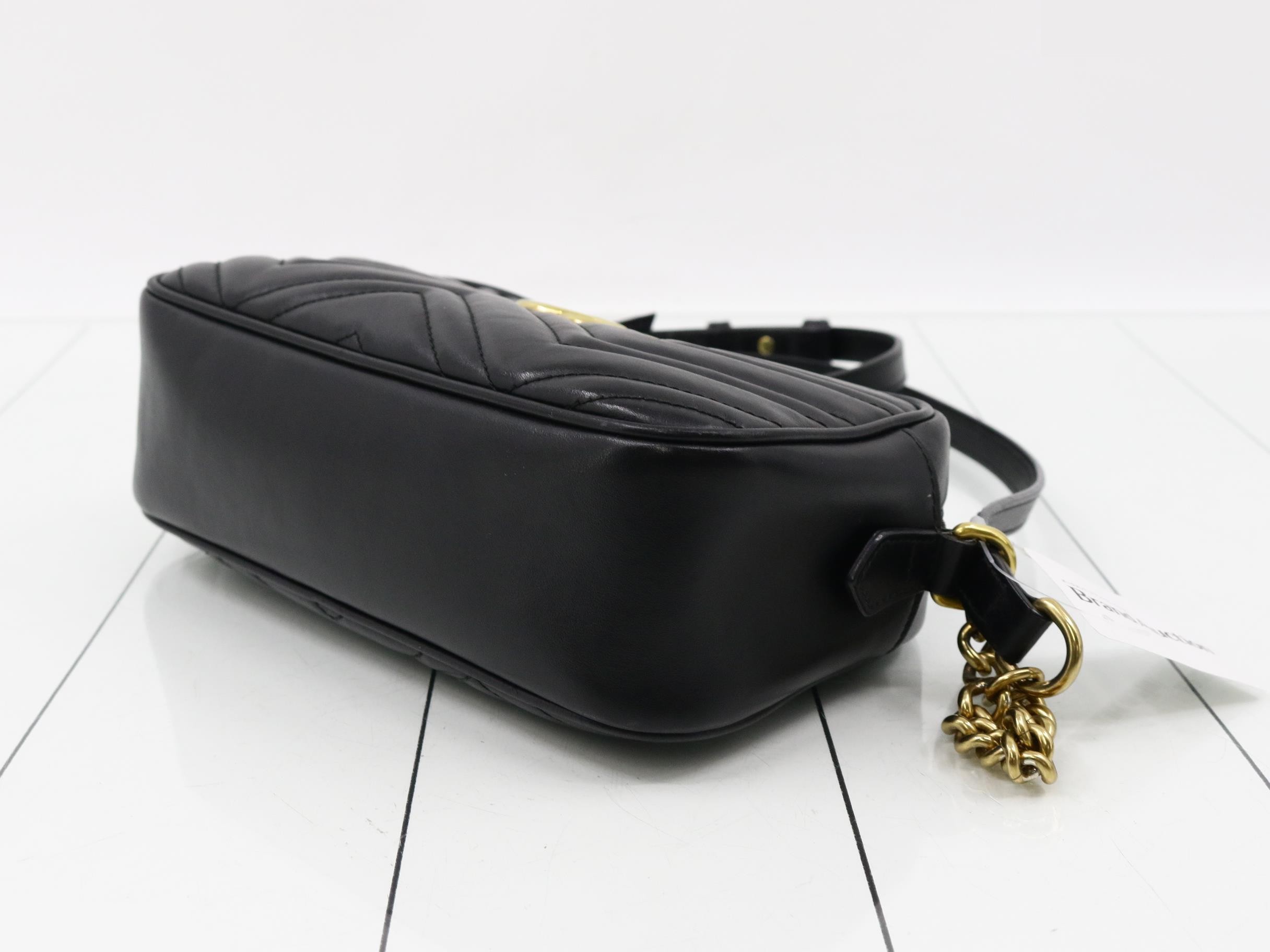 GG Marmont Shoulder Bag, Leather, Black — view 6