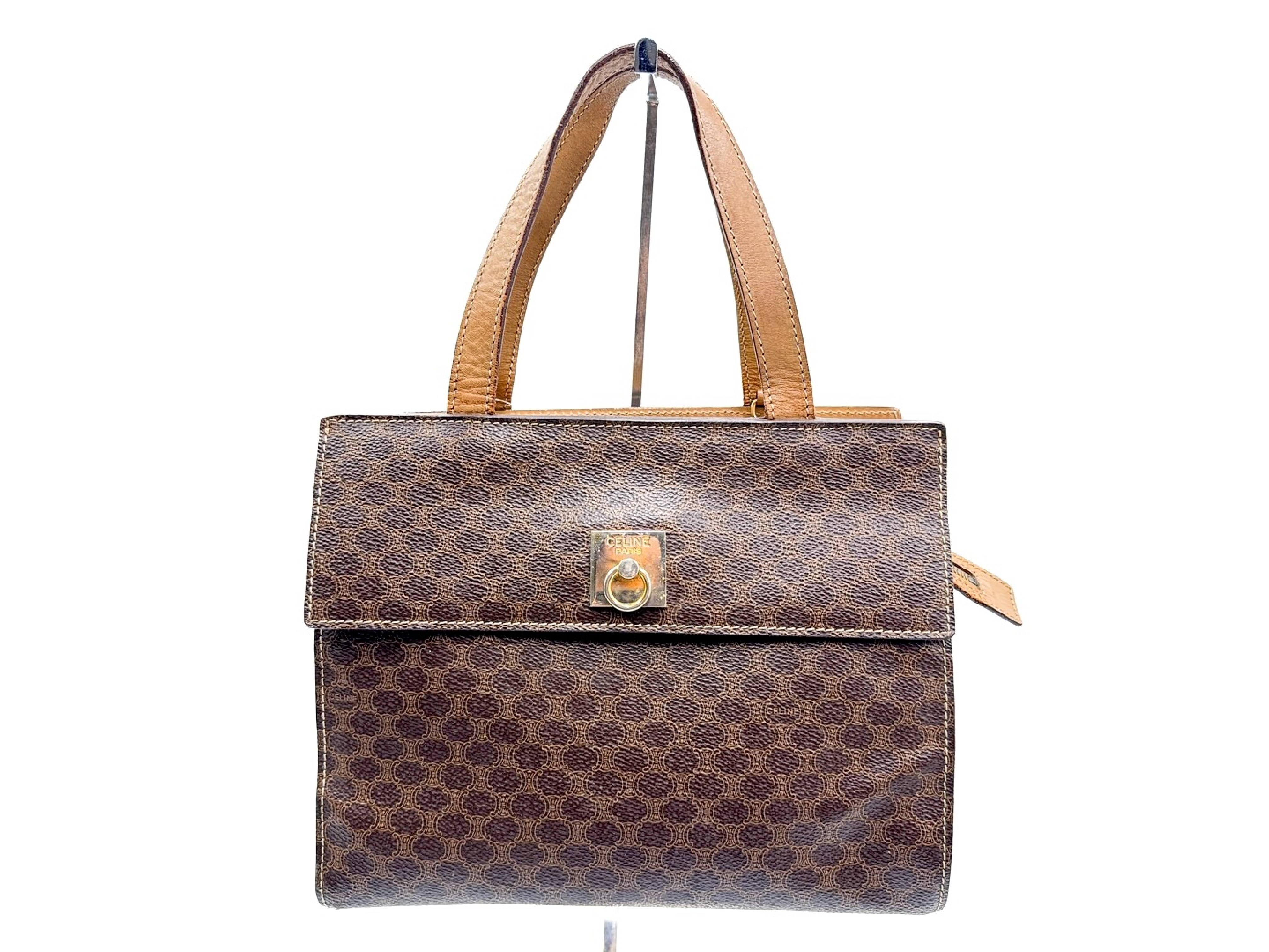 Macadam pattern gold hardware vintage leather handbag