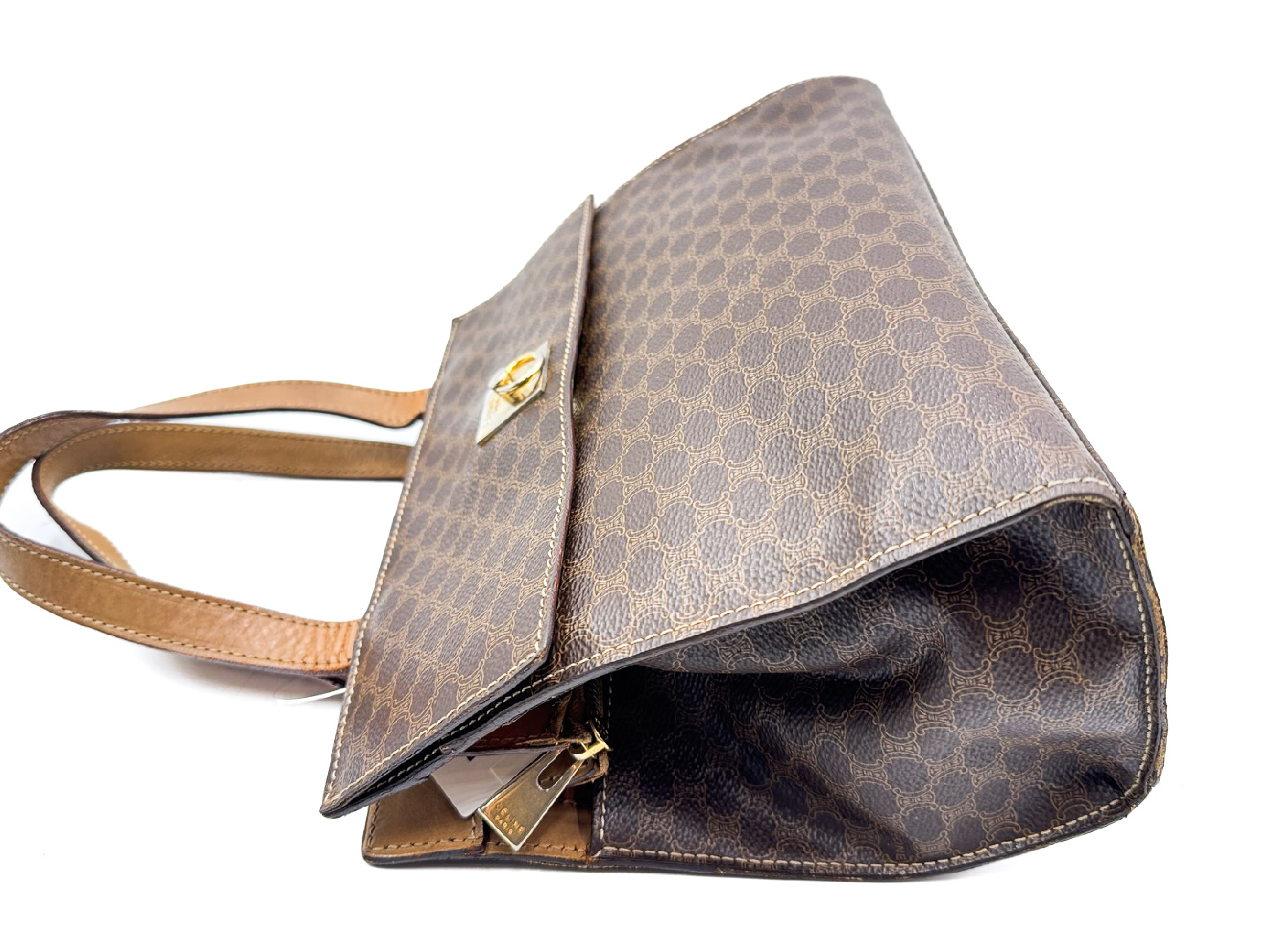 Macadam pattern gold hardware vintage leather handbag — view 3