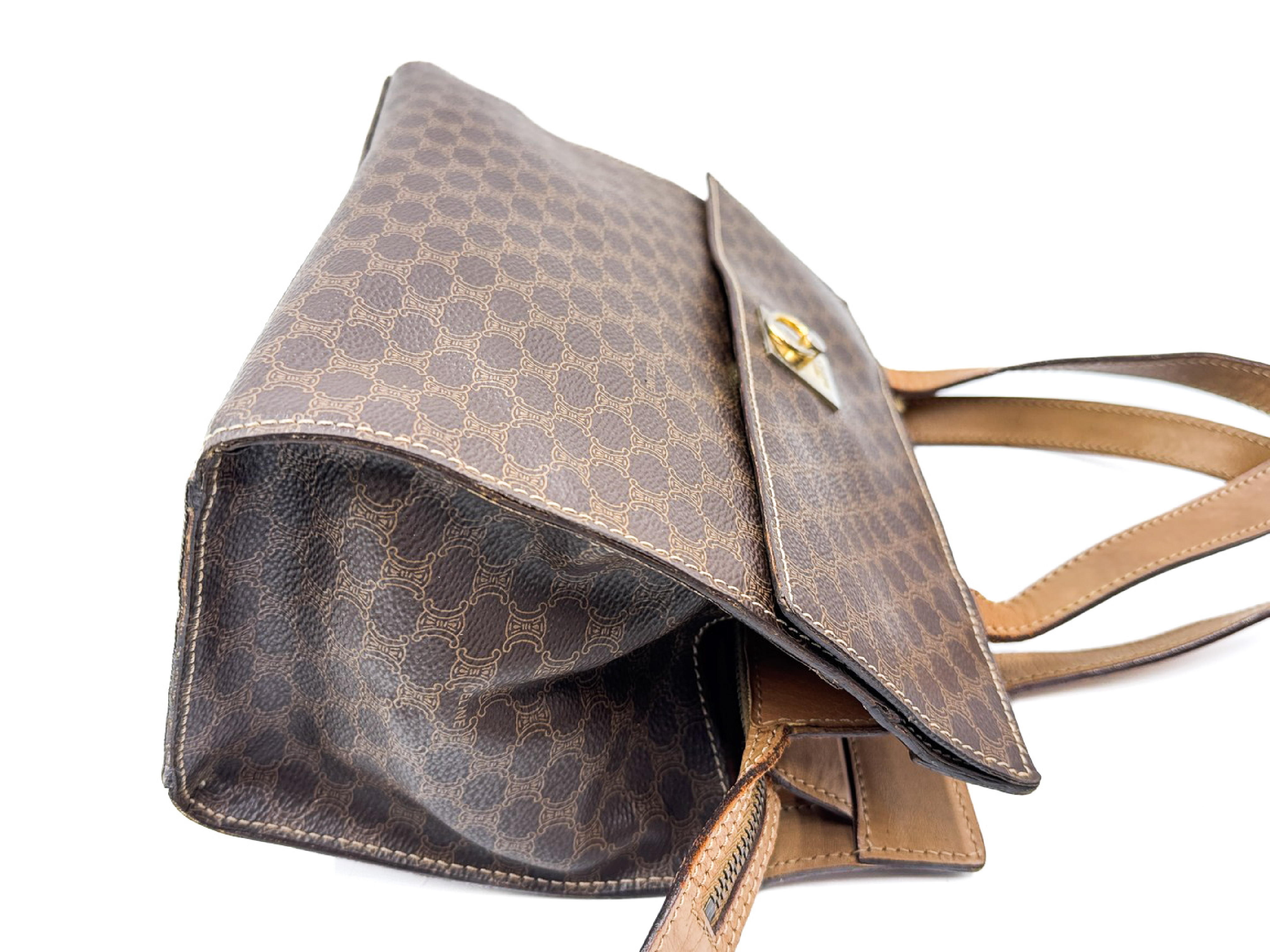 Macadam pattern gold hardware vintage leather handbag — view 4