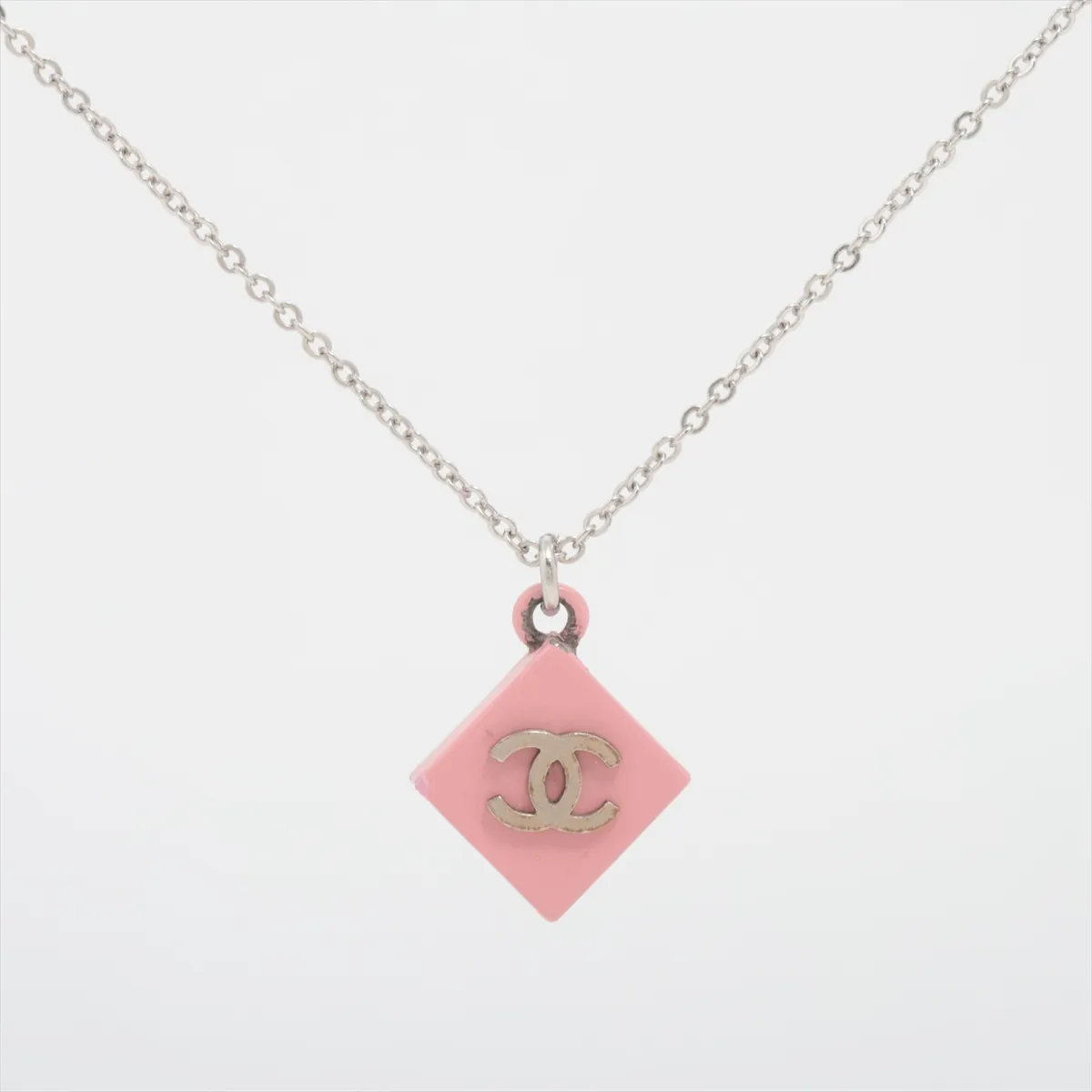 Coco Mark 04P Necklace, Metal, Silver x Pink. Shows signs of wear, — view 2