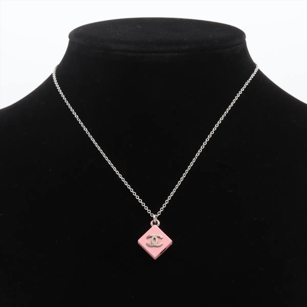 Coco Mark 04P Necklace, Metal, Silver x Pink. Shows signs of wear, — view 5