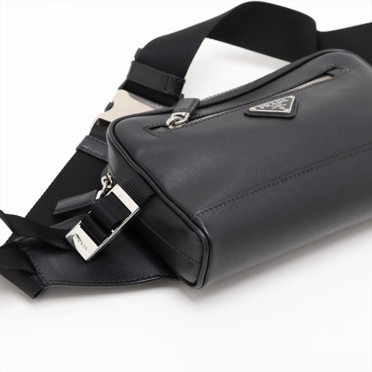 Leather Body Bag, Black — view 4