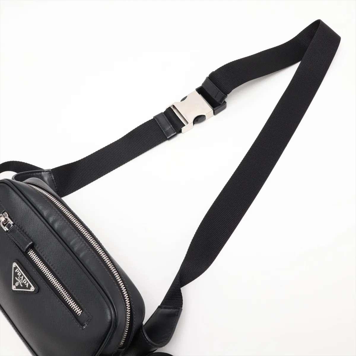 Leather Body Bag, Black — view 5