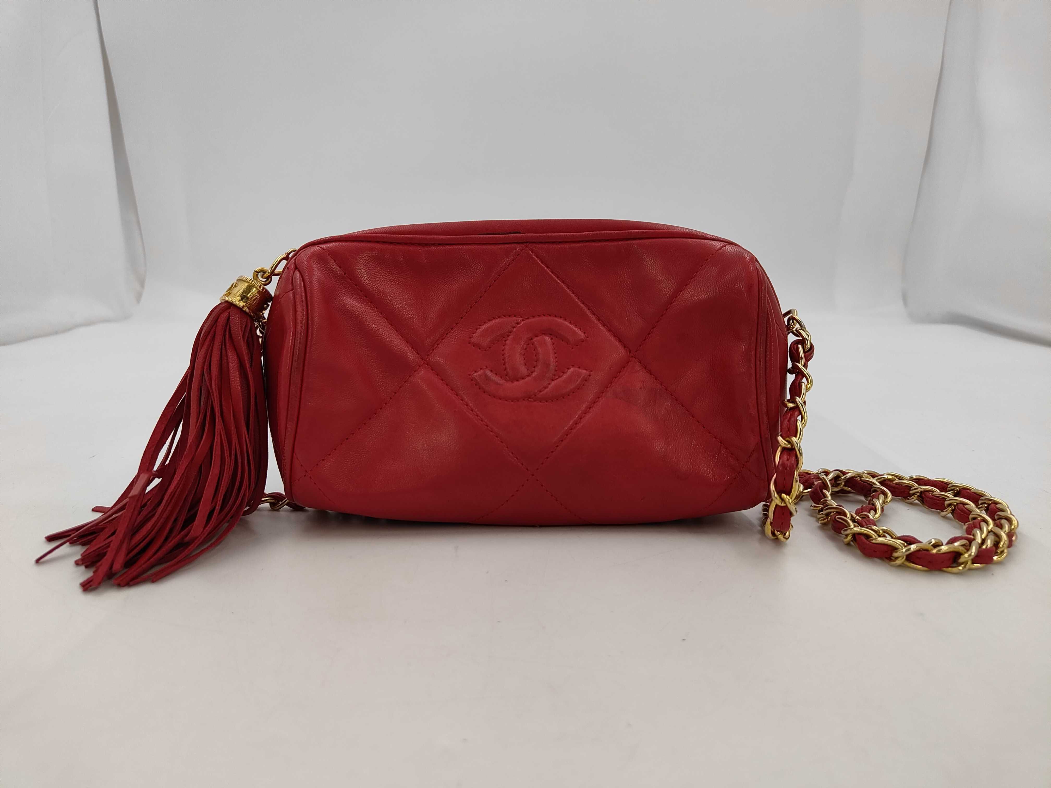 Matelassé Lambskin Fringe Shoulder Bag (Red with Gold Hardware, Serial Number 0)