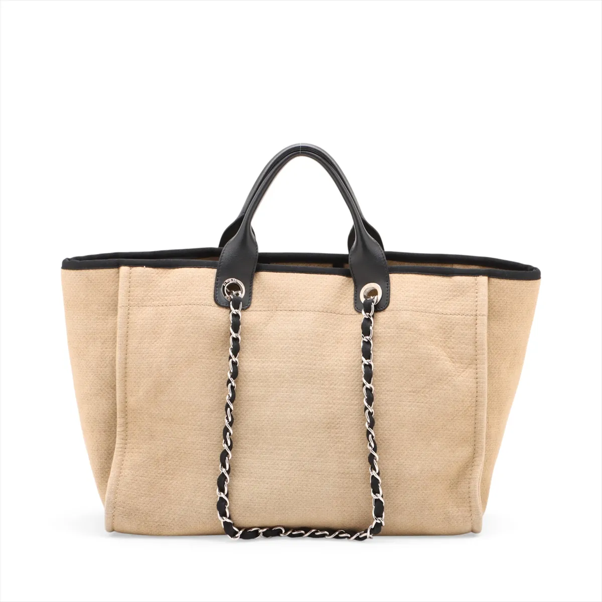 Deauville GM Canvas x Leather Chain Tote Bag, Beige, Silver Hardware, Item Number 16068725, Series 16 — view 2