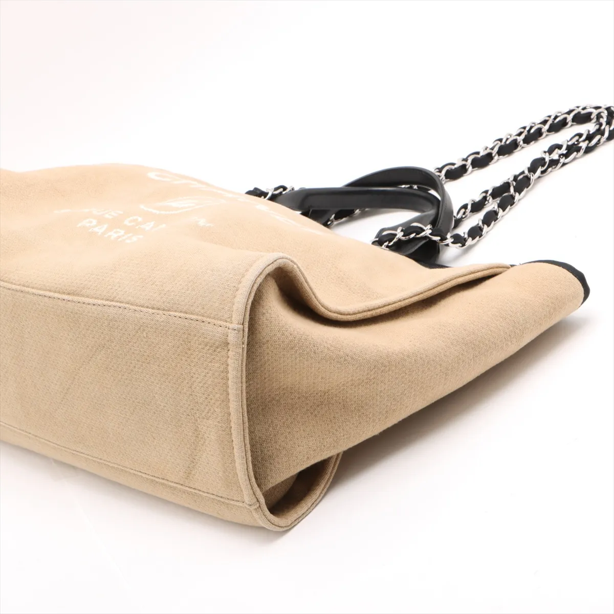 Deauville GM Canvas x Leather Chain Tote Bag, Beige, Silver Hardware, Item Number 16068725, Series 16 — view 3