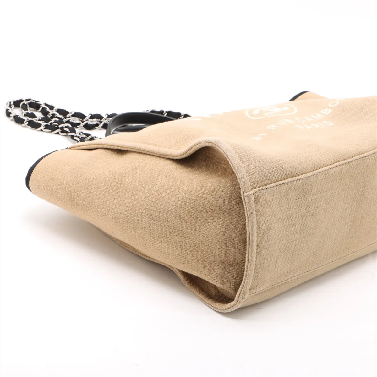 Deauville GM Canvas x Leather Chain Tote Bag, Beige, Silver Hardware, Item Number 16068725, Series 16 — view 4