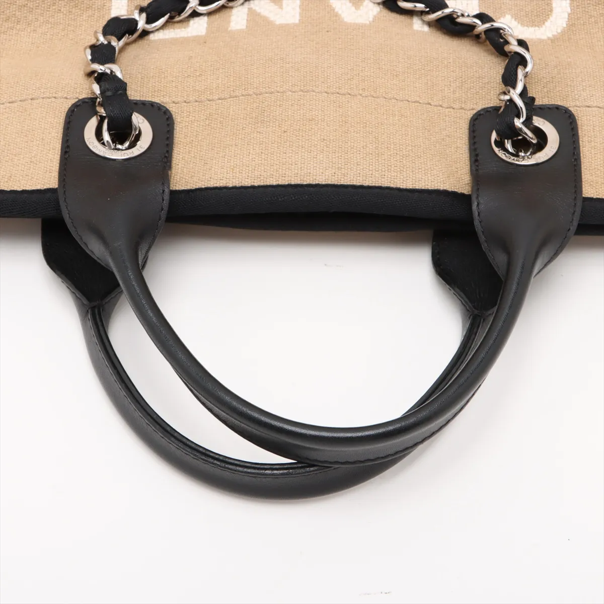 Deauville GM Canvas x Leather Chain Tote Bag, Beige, Silver Hardware, Item Number 16068725, Series 16 — view 7