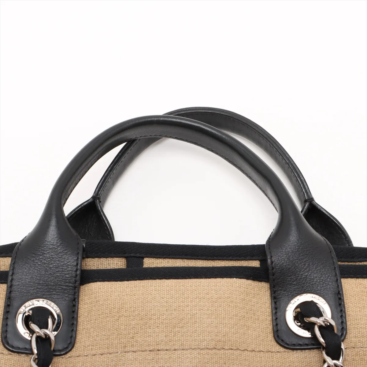 Deauville GM Canvas x Leather Chain Tote Bag, Beige, Silver Hardware, Item Number 16068725, Series 16 — view 8