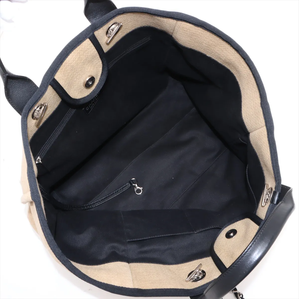 Deauville GM Canvas x Leather Chain Tote Bag, Beige, Silver Hardware, Item Number 16068725, Series 16 — view 9
