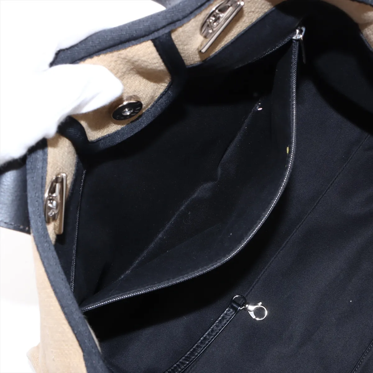Deauville GM Canvas x Leather Chain Tote Bag, Beige, Silver Hardware, Item Number 16068725, Series 16 — view 10