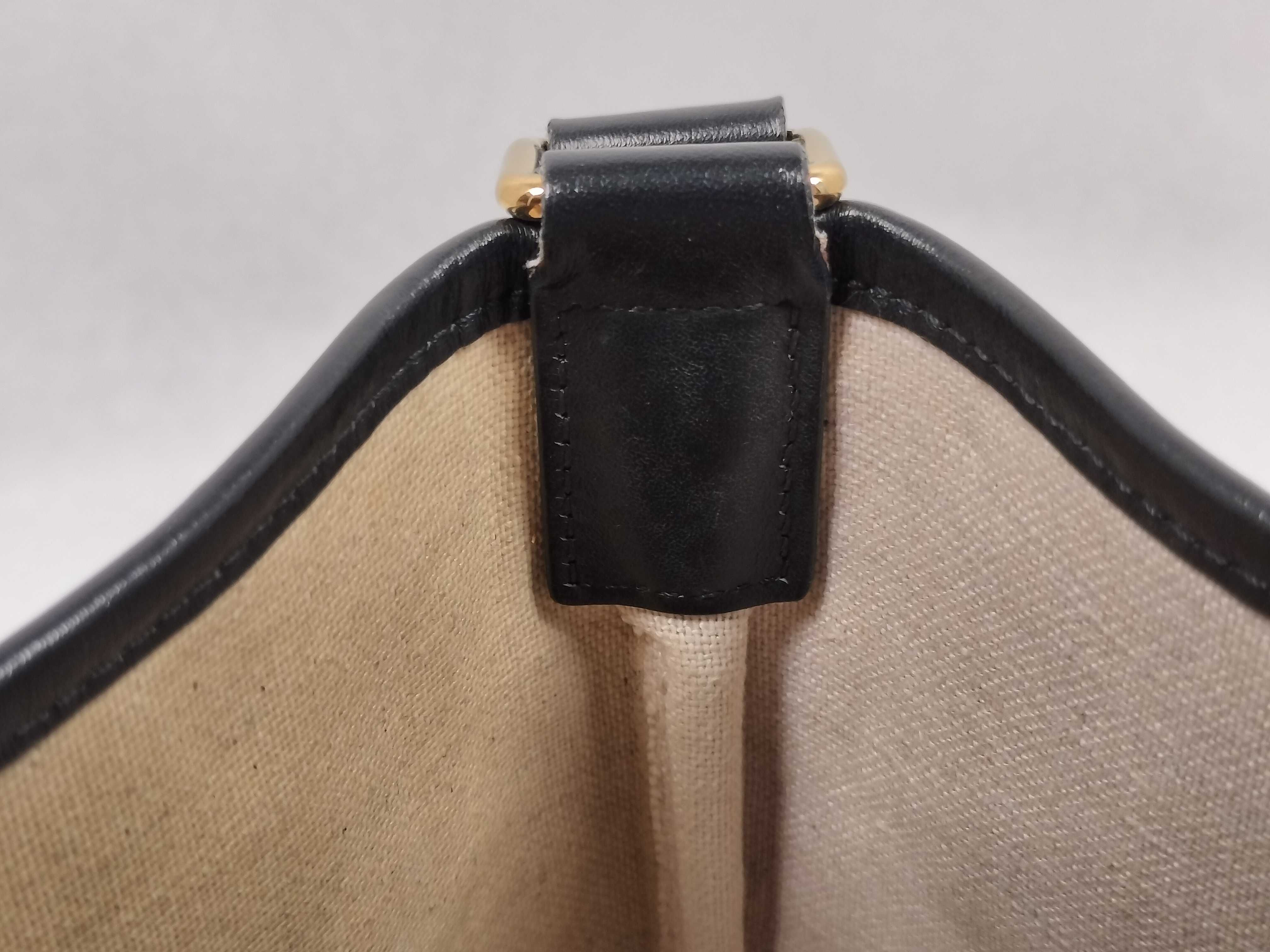 Black and White Canvas Triomphe Bucket Shoulder Bag — view 8