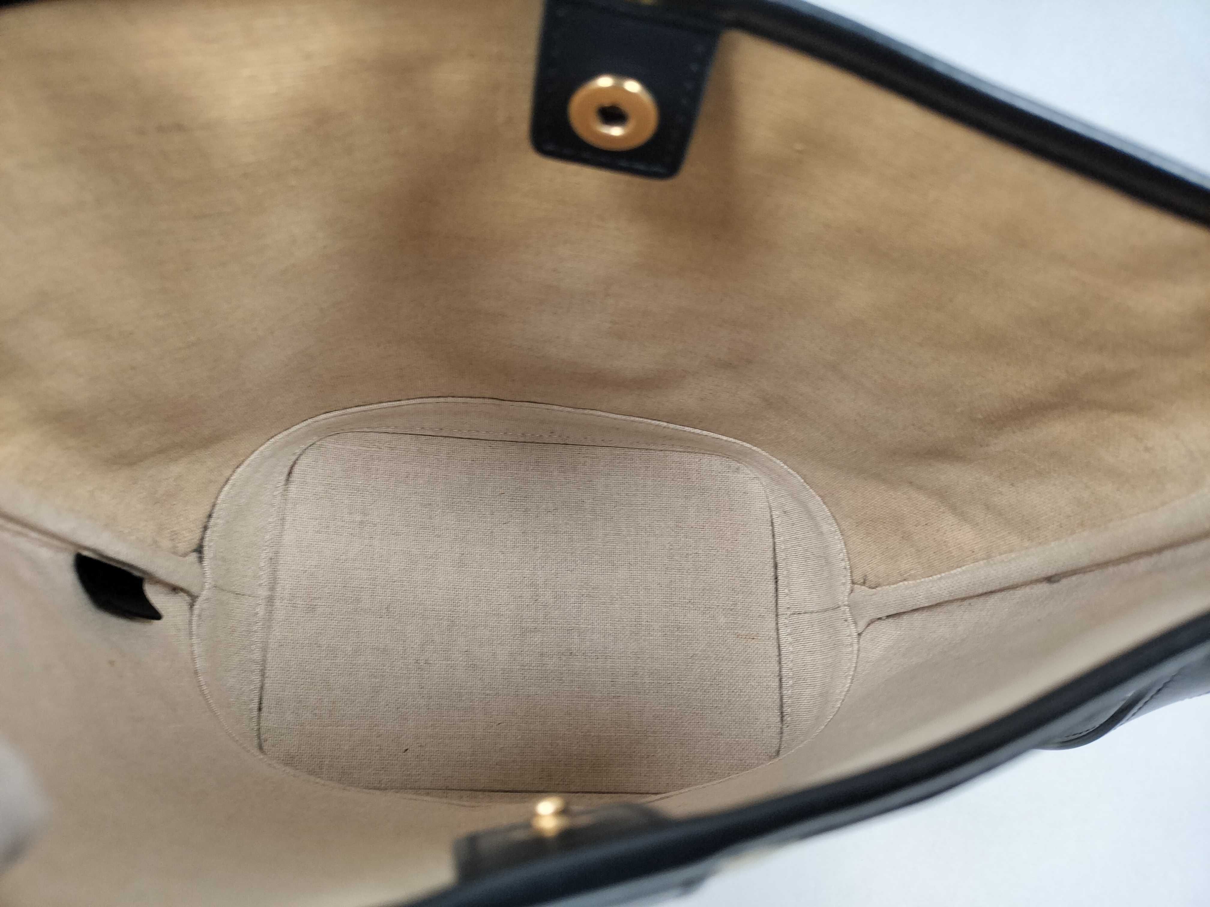Black and White Canvas Triomphe Bucket Shoulder Bag — view 9