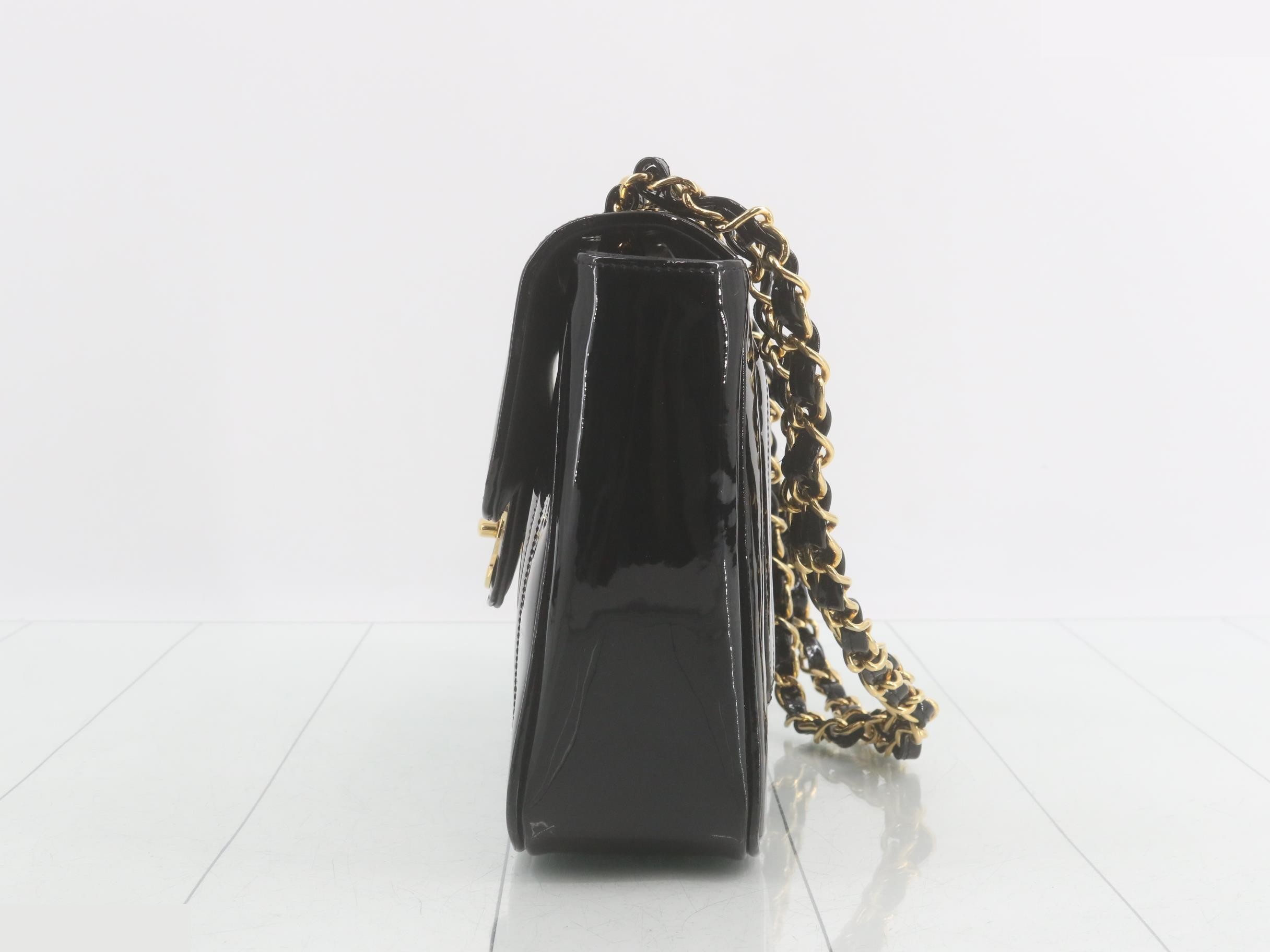 Mademoiselle Enamel Coco Mark Chain Shoulder Bag, Black — view 3
