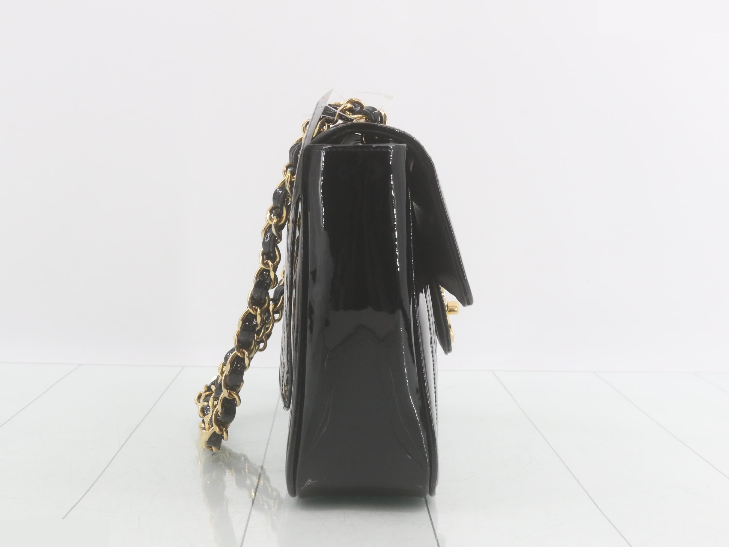 Mademoiselle Enamel Coco Mark Chain Shoulder Bag, Black — view 4