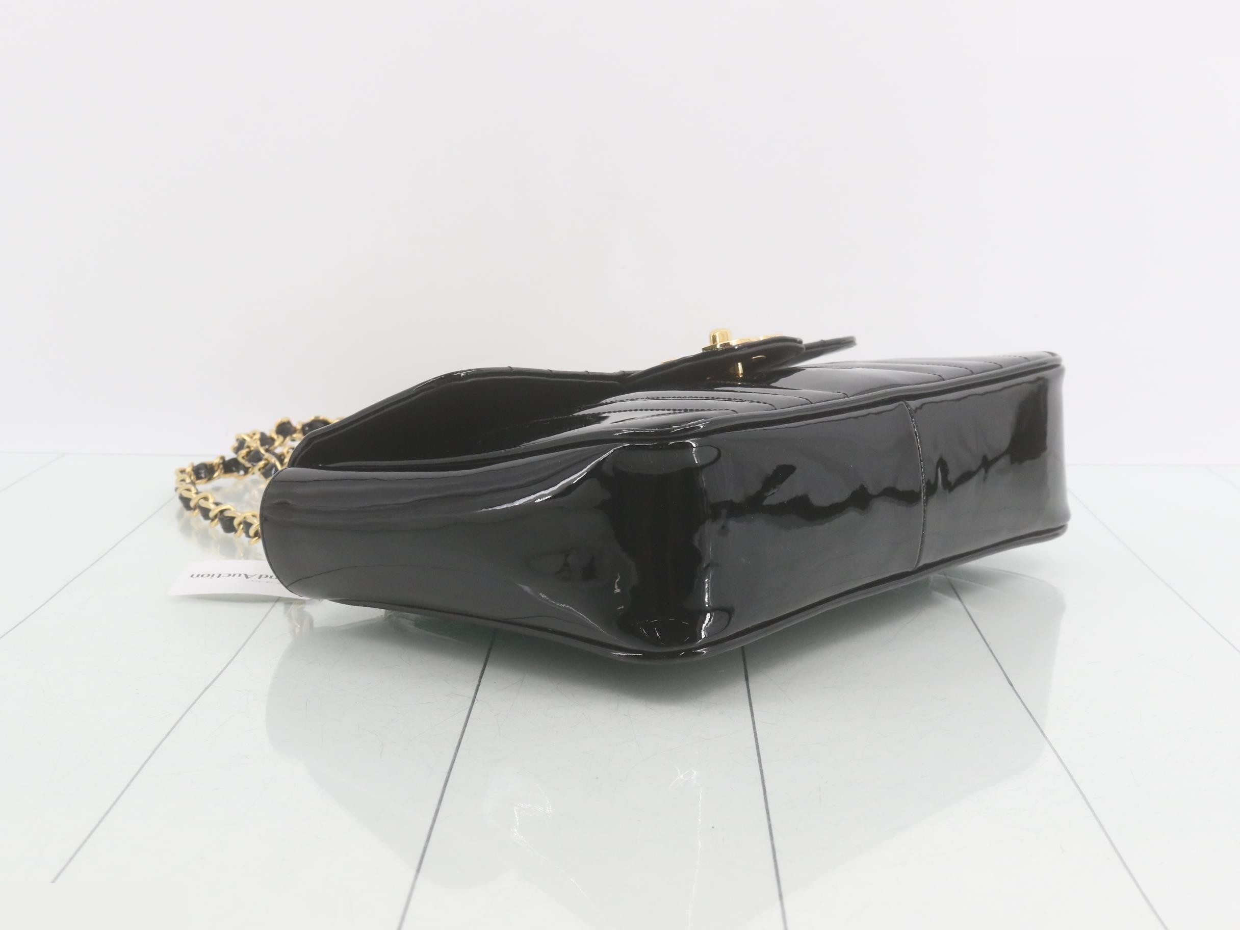 Mademoiselle Enamel Coco Mark Chain Shoulder Bag, Black — view 5