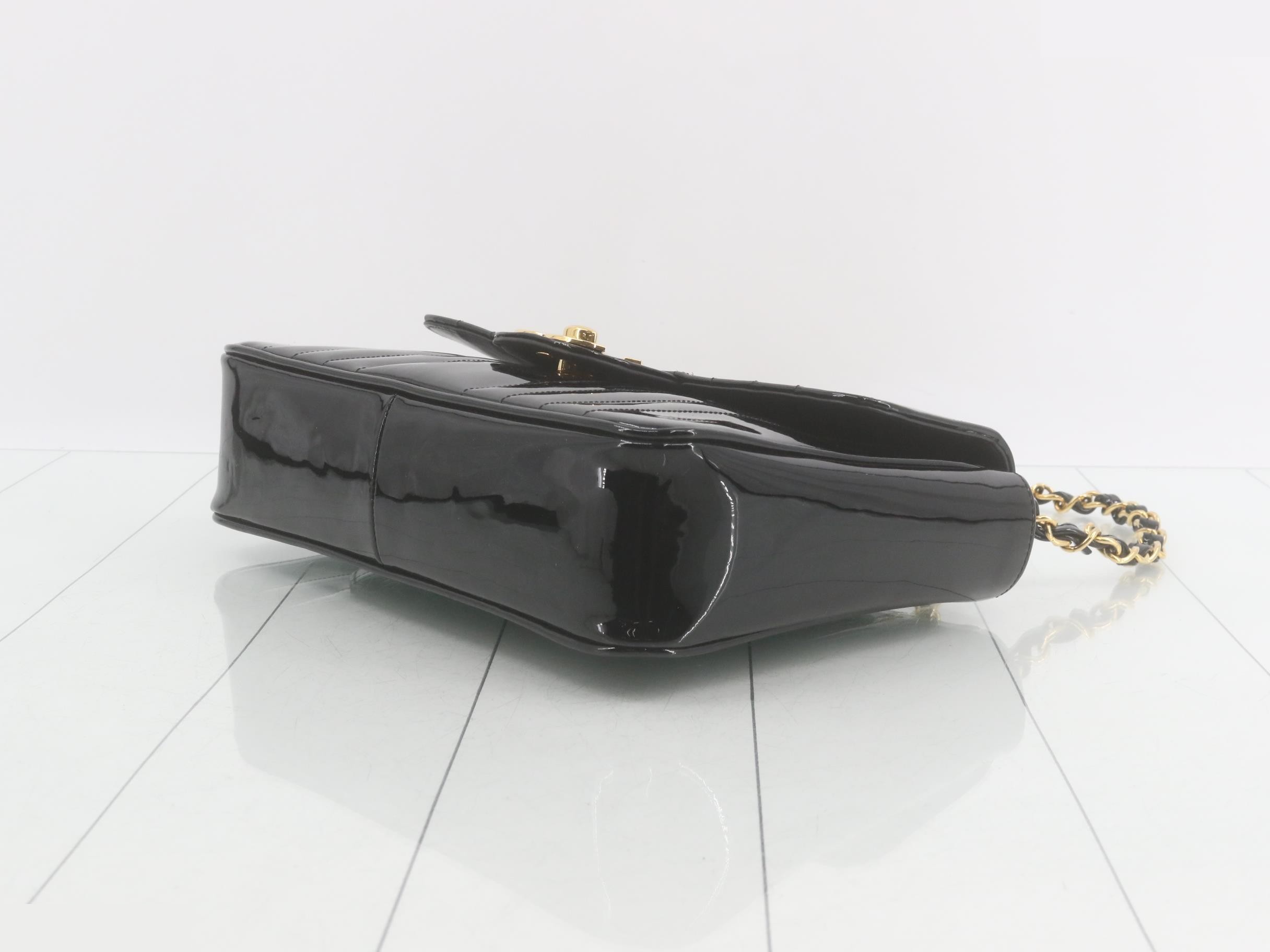Mademoiselle Enamel Coco Mark Chain Shoulder Bag, Black — view 6