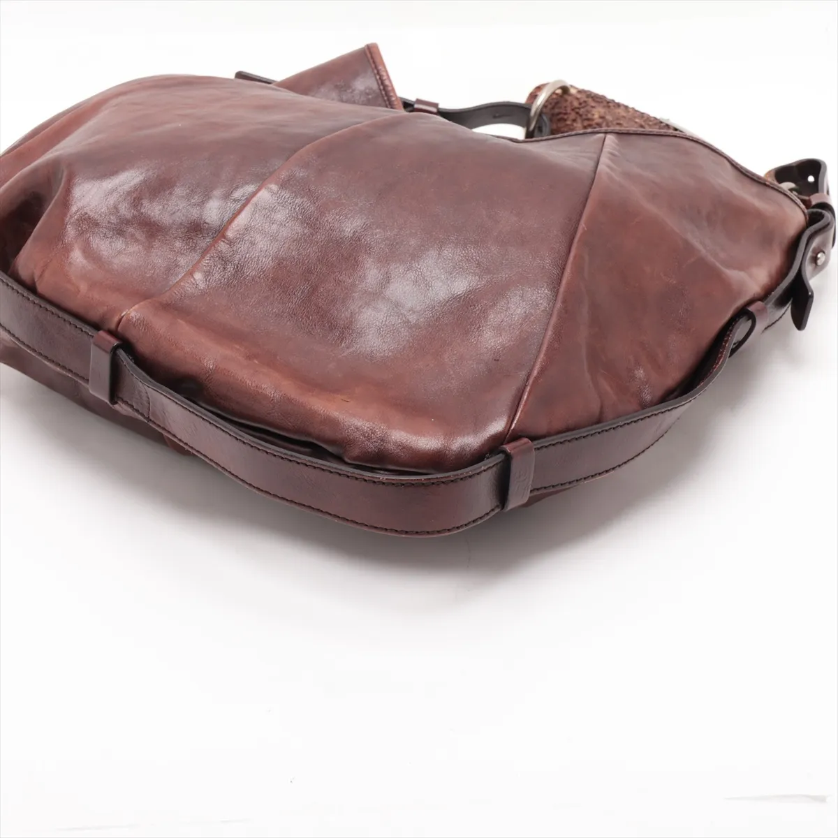Mombasa Leather Shoulder Bag, Brown, 95361 — view 3