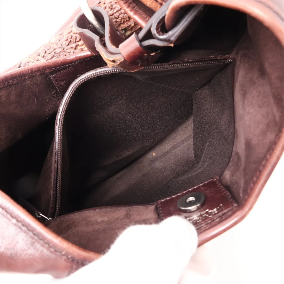 Mombasa Leather Shoulder Bag, Brown, 95361 — view 8