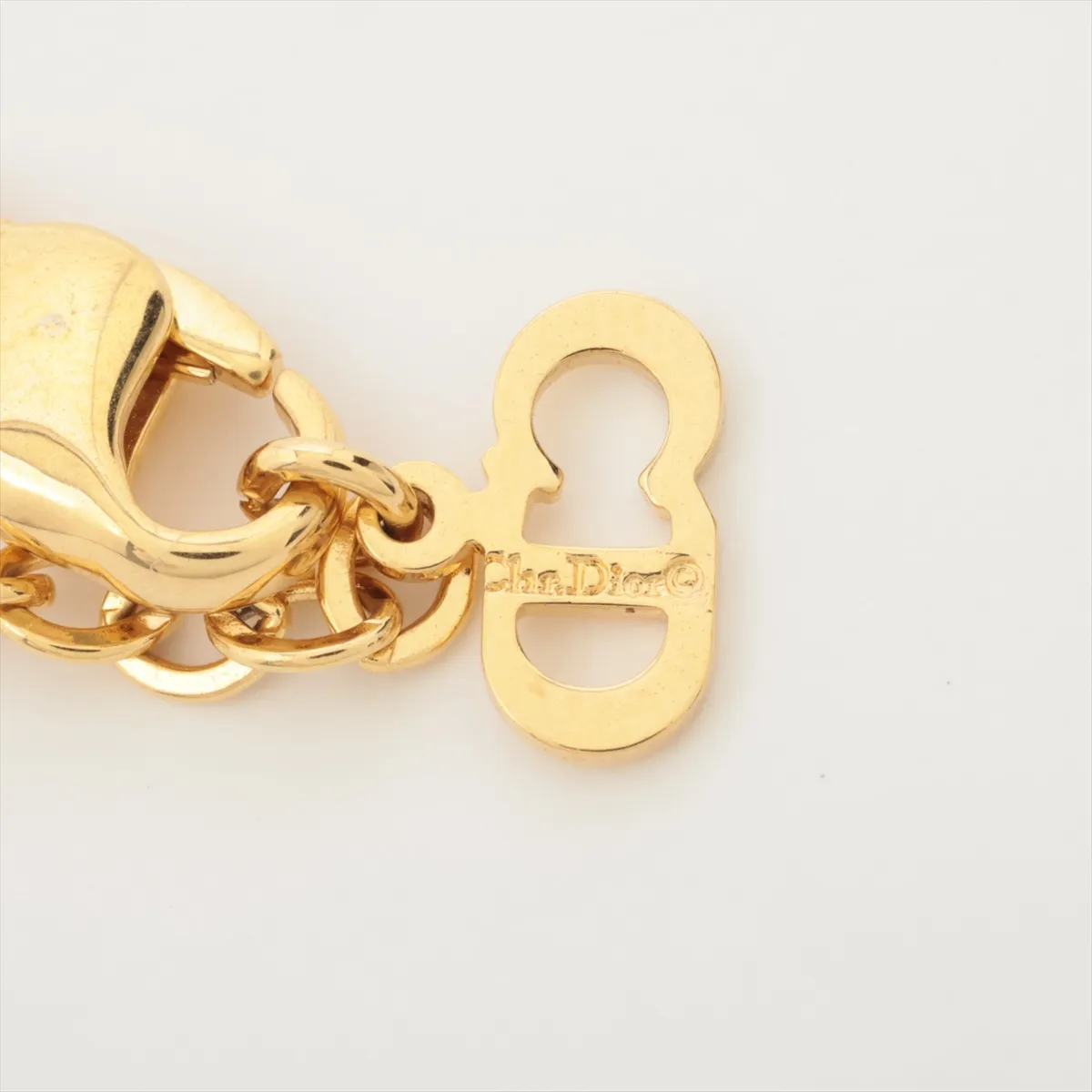 CD Logo Necklace GP x Rhinestone Gold — view 4