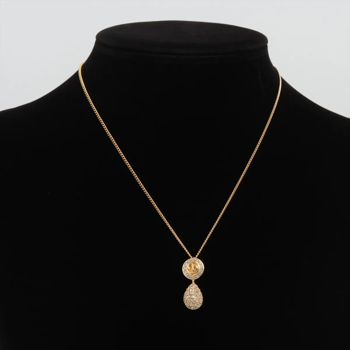 CD Logo Necklace GP x Rhinestone Gold — view 5