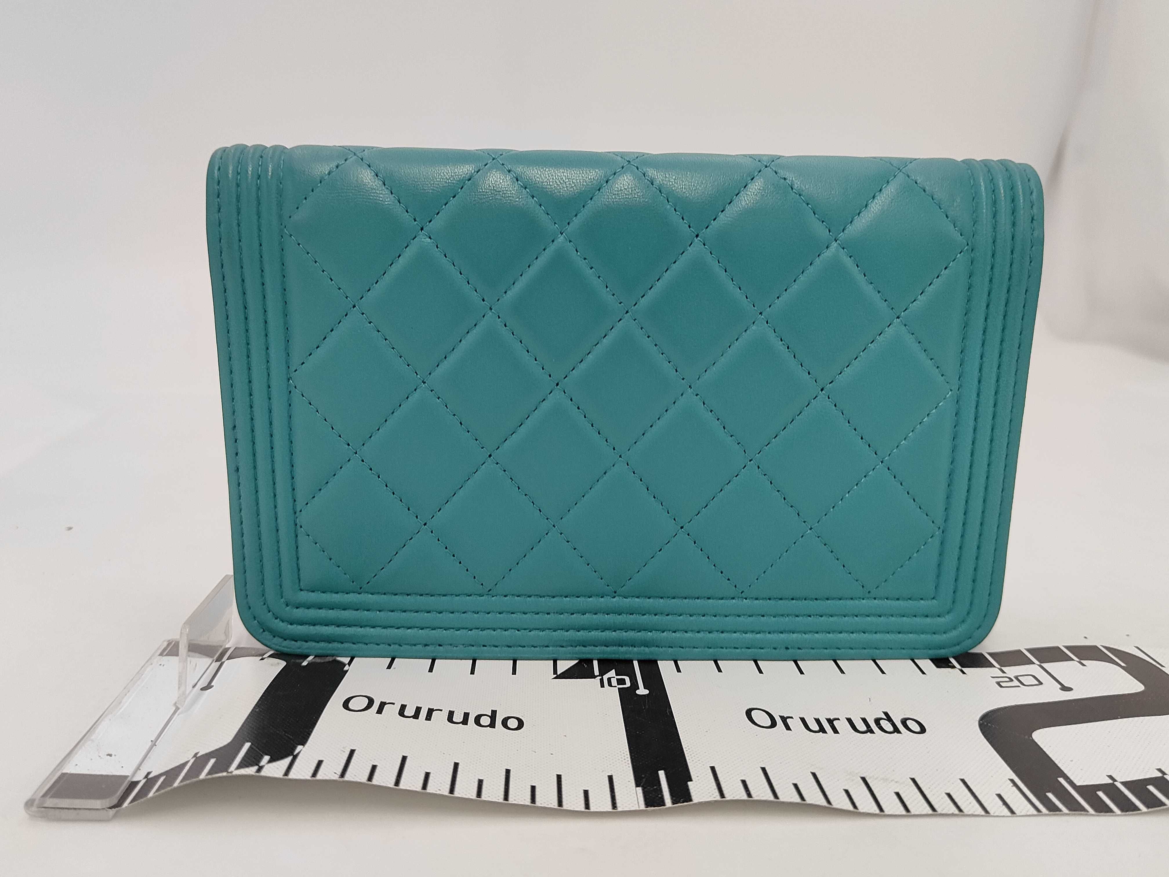 Boy Chanel Matelassé Chain Wallet, Lambskin, Turquoise Blue, Silver Hardware, Shoulder Bag — view 2