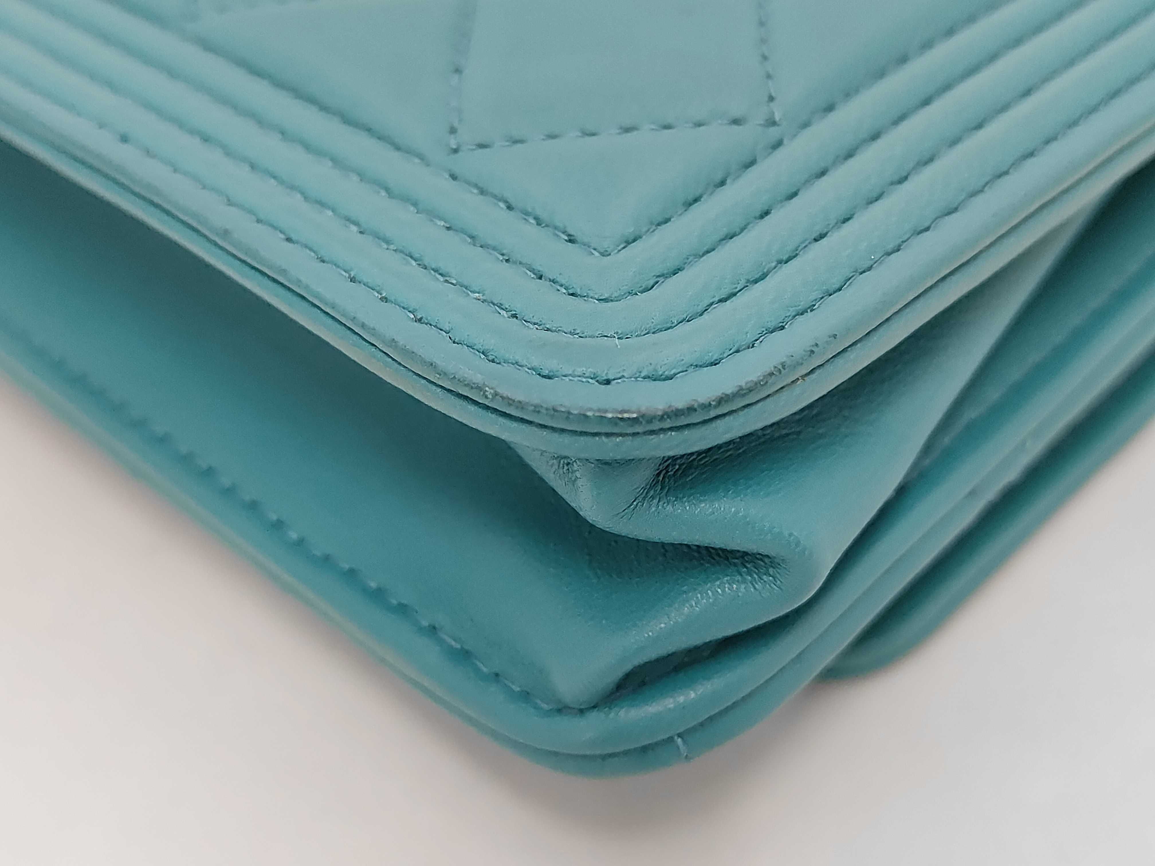 Boy Chanel Matelassé Chain Wallet, Lambskin, Turquoise Blue, Silver Hardware, Shoulder Bag — view 4