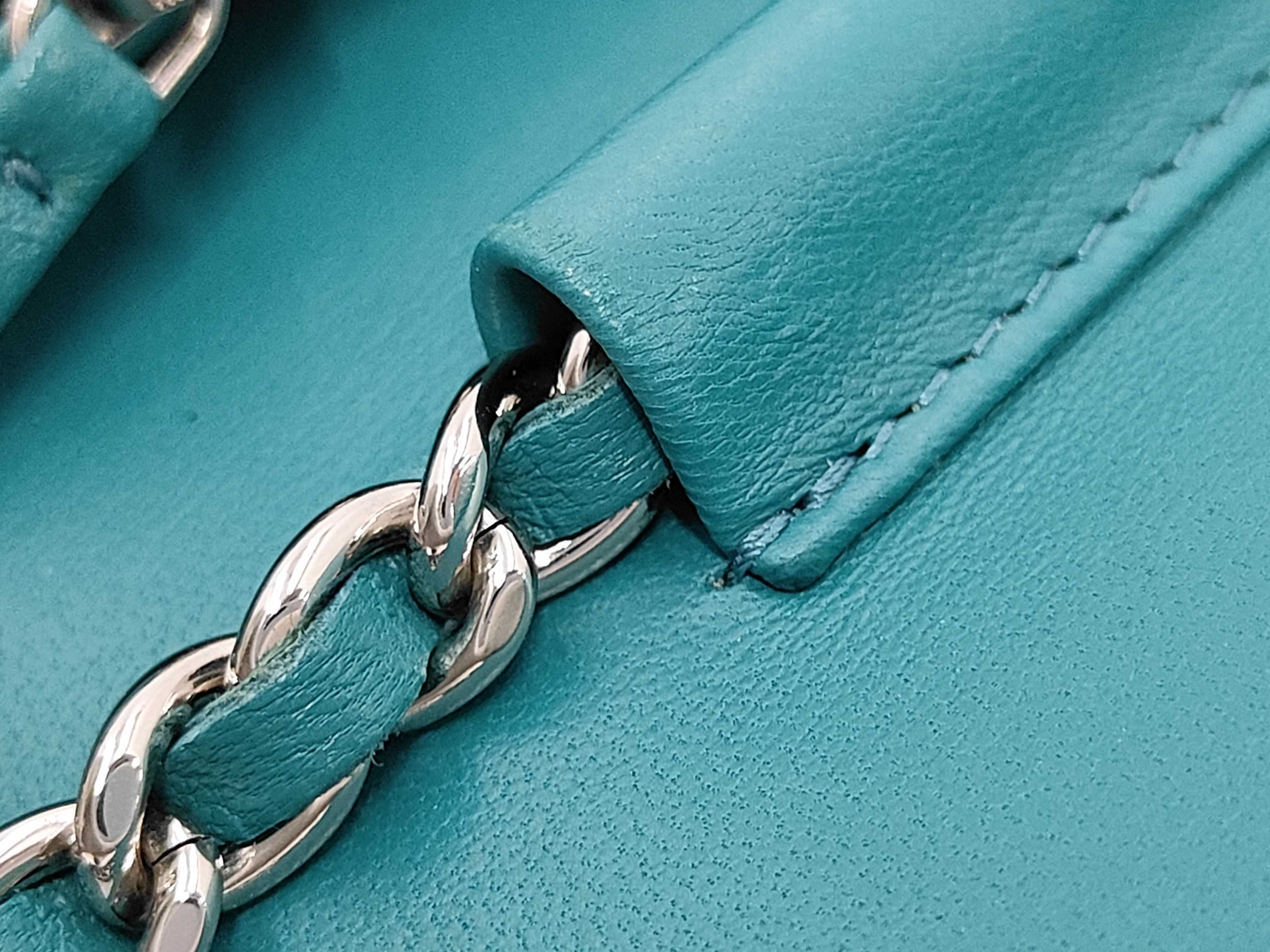 Boy Chanel Matelassé Chain Wallet, Lambskin, Turquoise Blue, Silver Hardware, Shoulder Bag — view 7