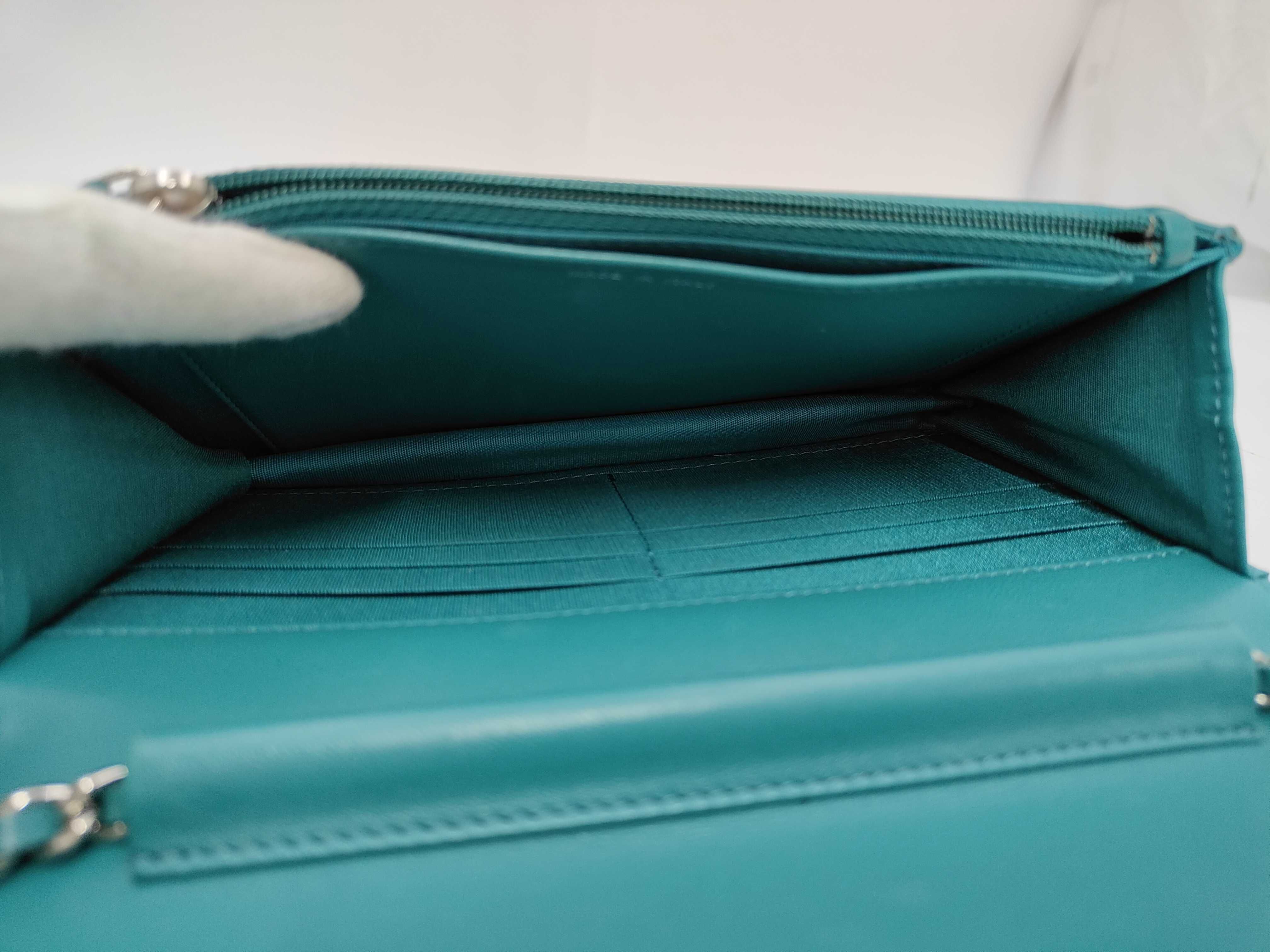 Boy Chanel Matelassé Chain Wallet, Lambskin, Turquoise Blue, Silver Hardware, Shoulder Bag — view 8