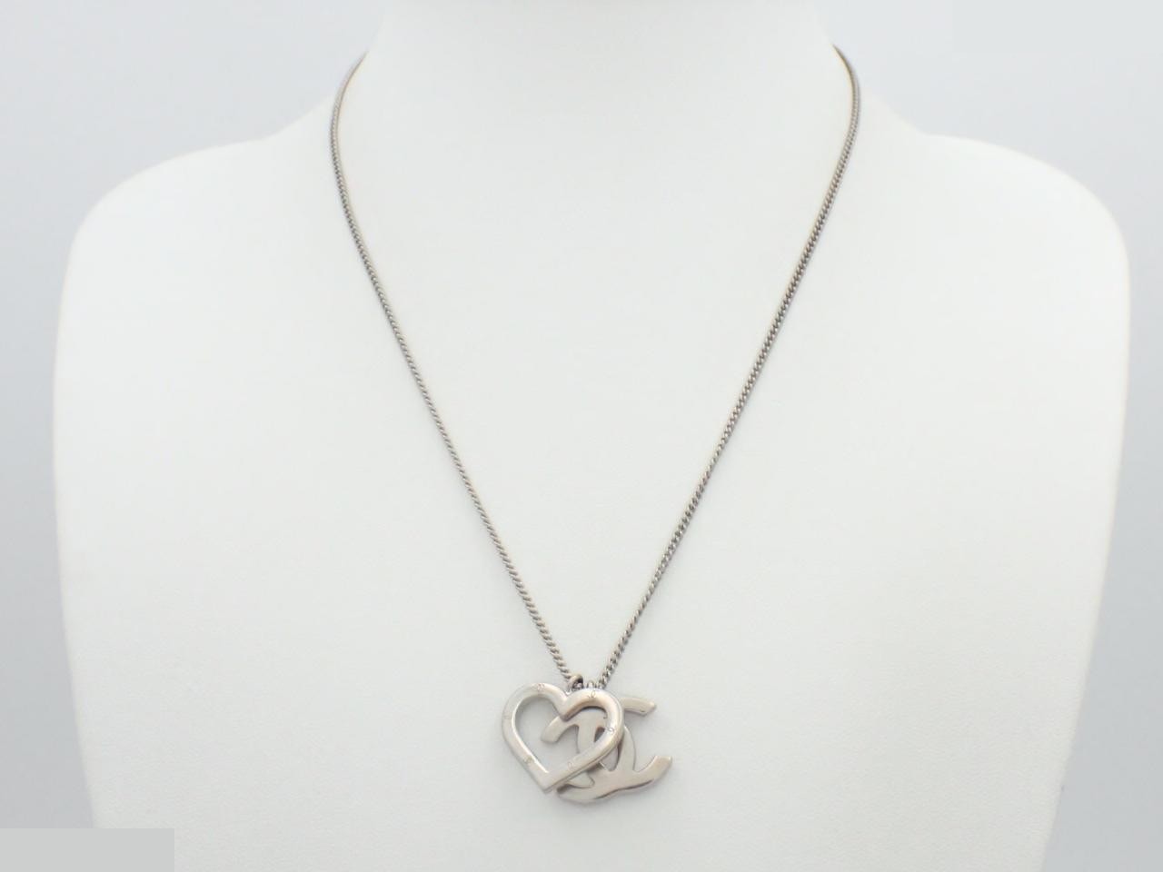 necklace, model 04P, Coco Mark heart design, silver, chain approximately 42cm. — view 3
