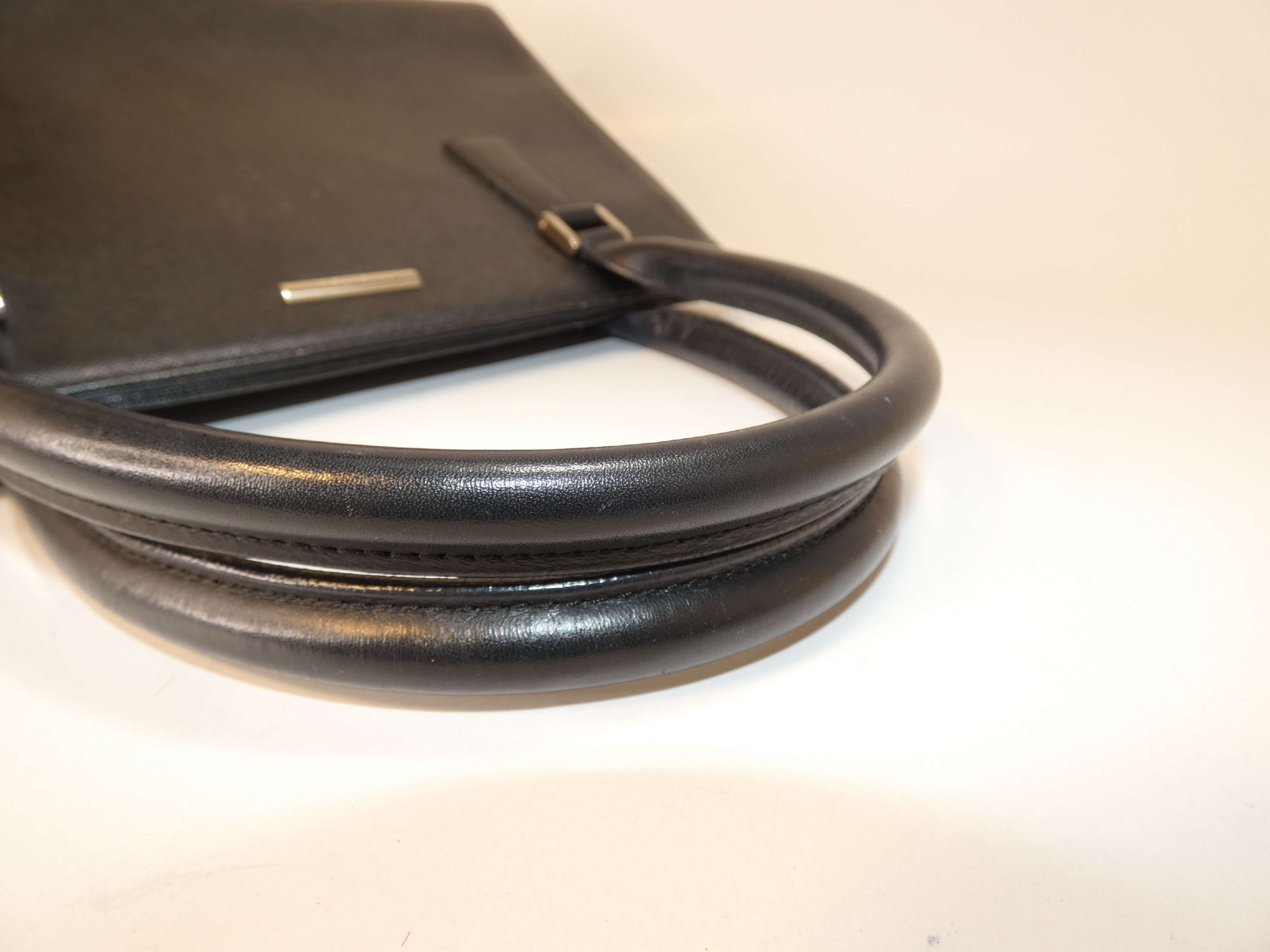 Leather Check Black Handbag — view 4