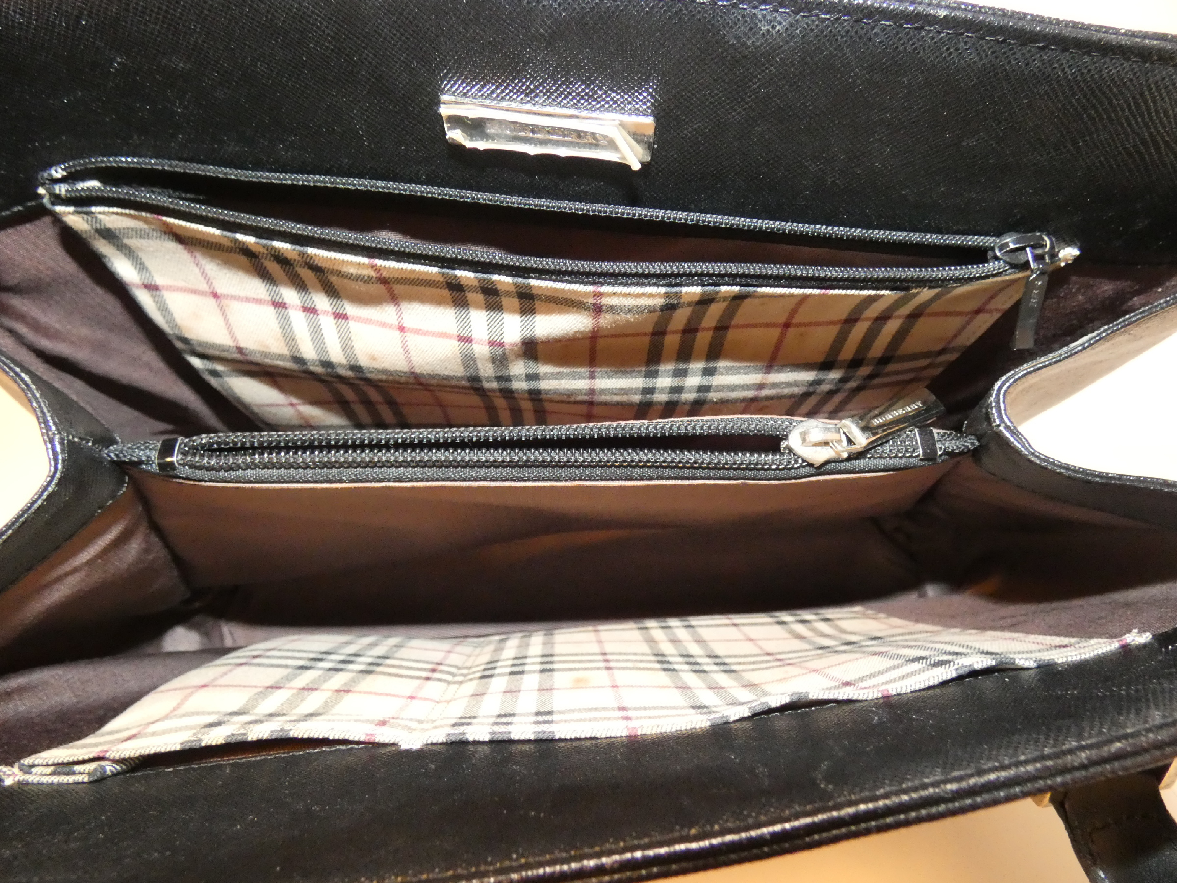 Leather Check Black Handbag — view 8