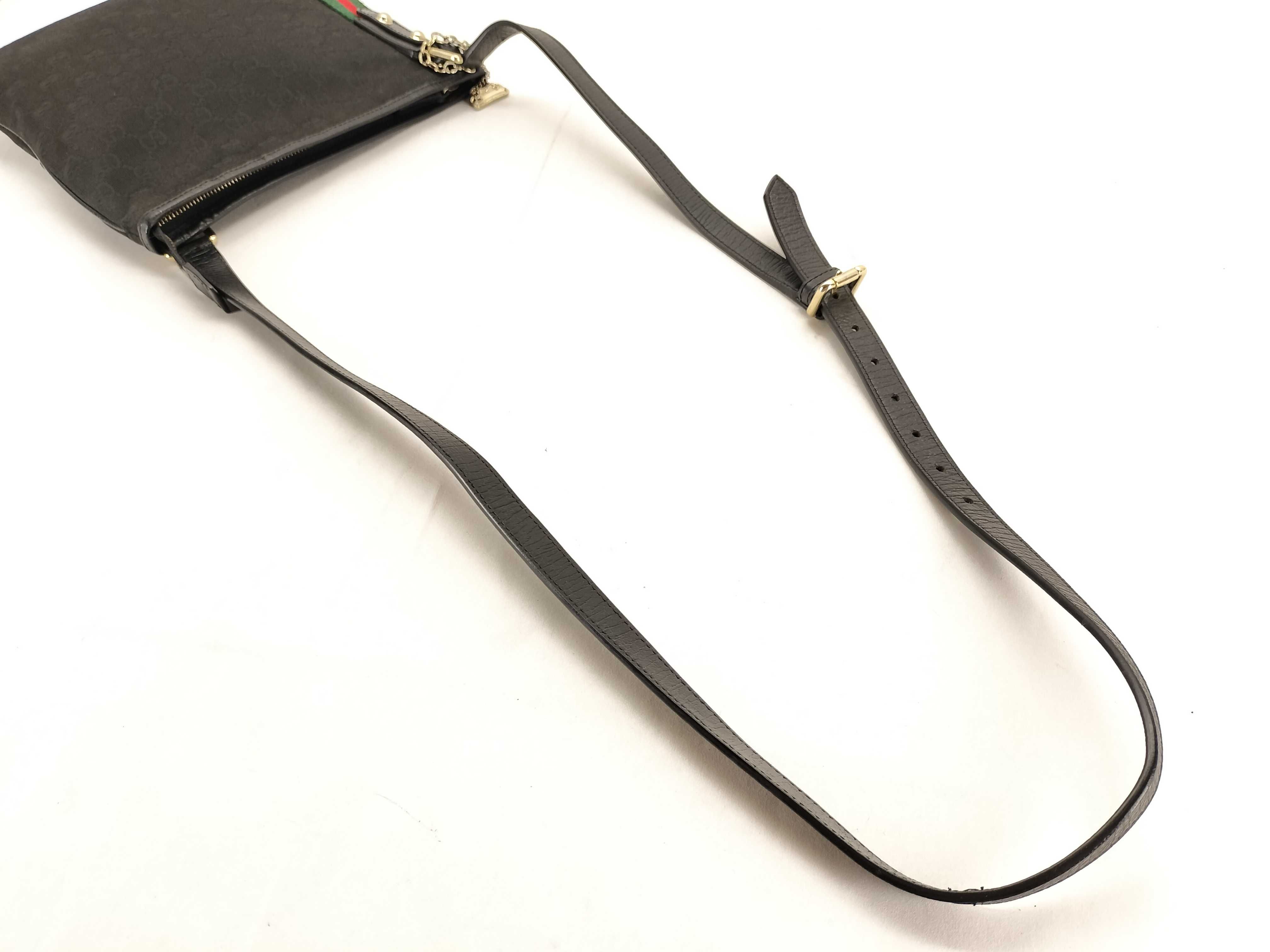 Sherry Line GG Canvas Leather Shoulder Bag Black Serial Number — view 3