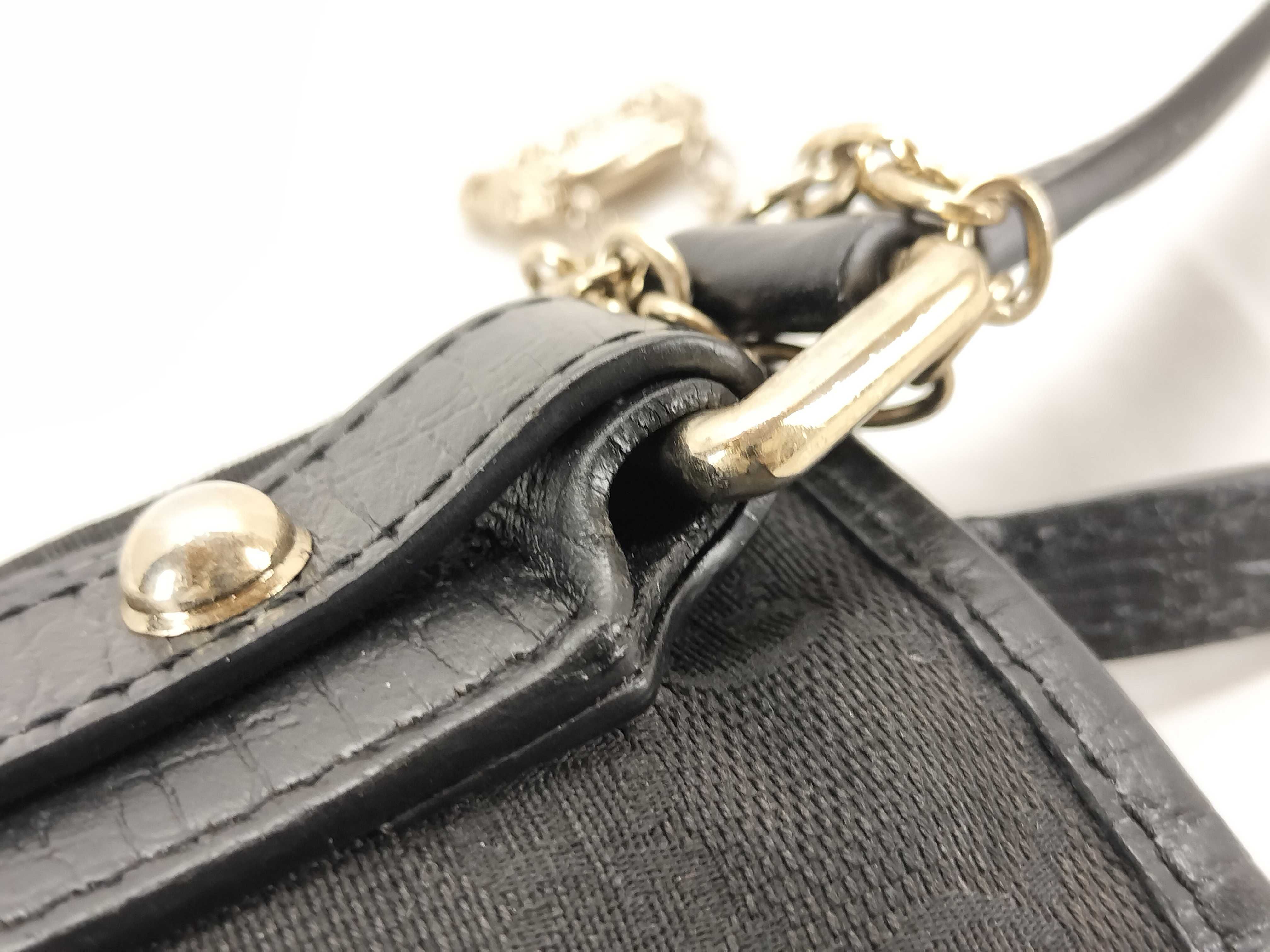 Sherry Line GG Canvas Leather Shoulder Bag Black Serial Number — view 5