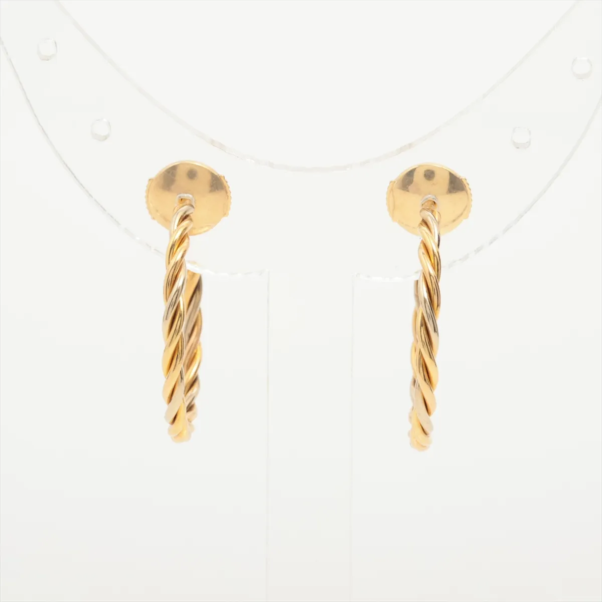three color twist earrings 750 (YG x PG x WG) 4.3g 420948 One side serial almost disappeared — view 2