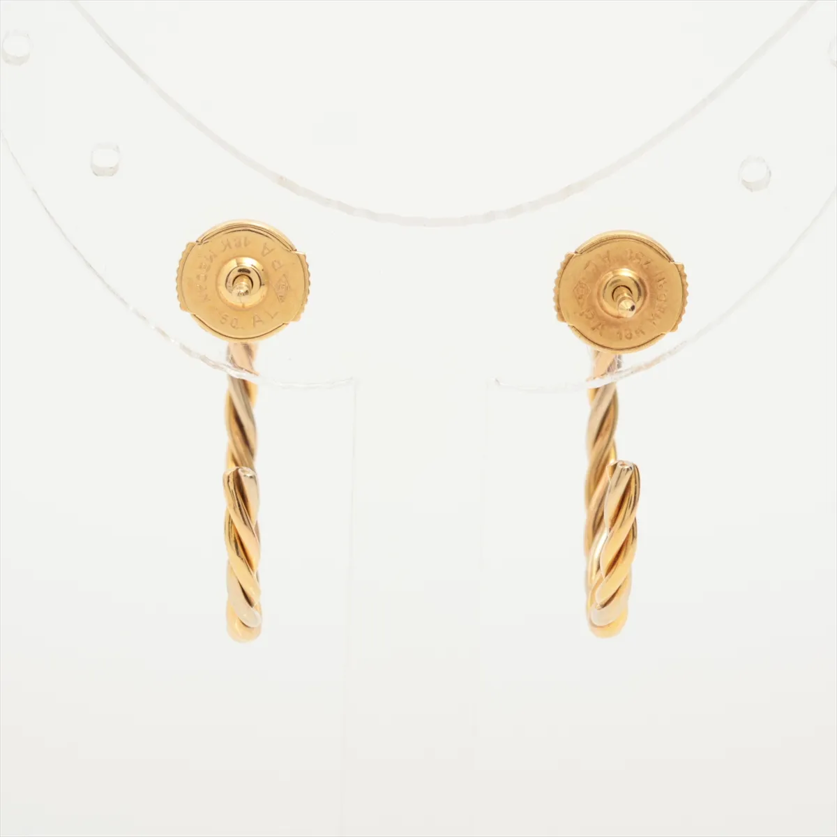 three color twist earrings 750 (YG x PG x WG) 4.3g 420948 One side serial almost disappeared — view 3