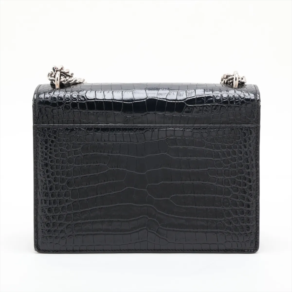 Sunset 442906 Crocodile Embossed Chain Shoulder Bag, Black — view 2