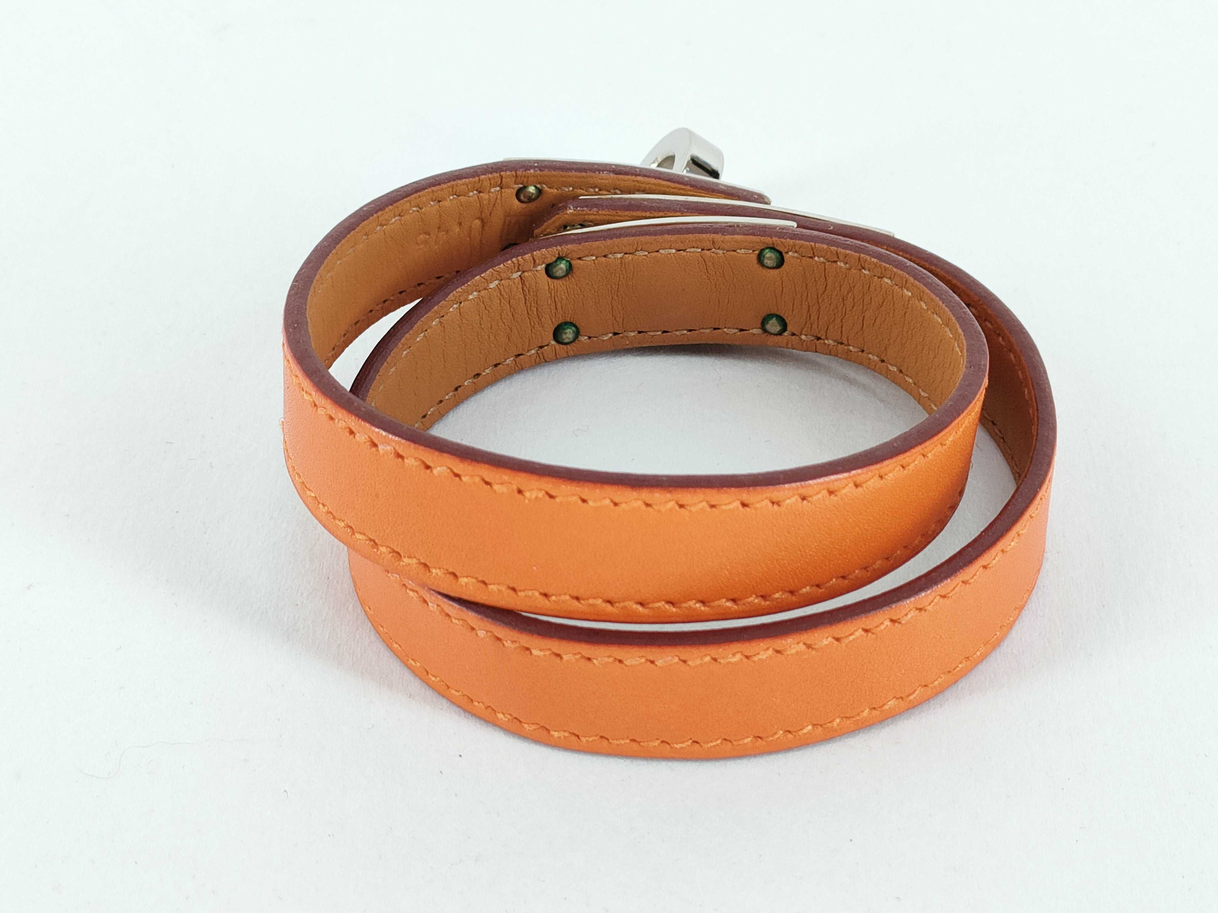 Kelly Double Tour Bracelet, Silver x Orange, Bracelet/Bangle — view 2