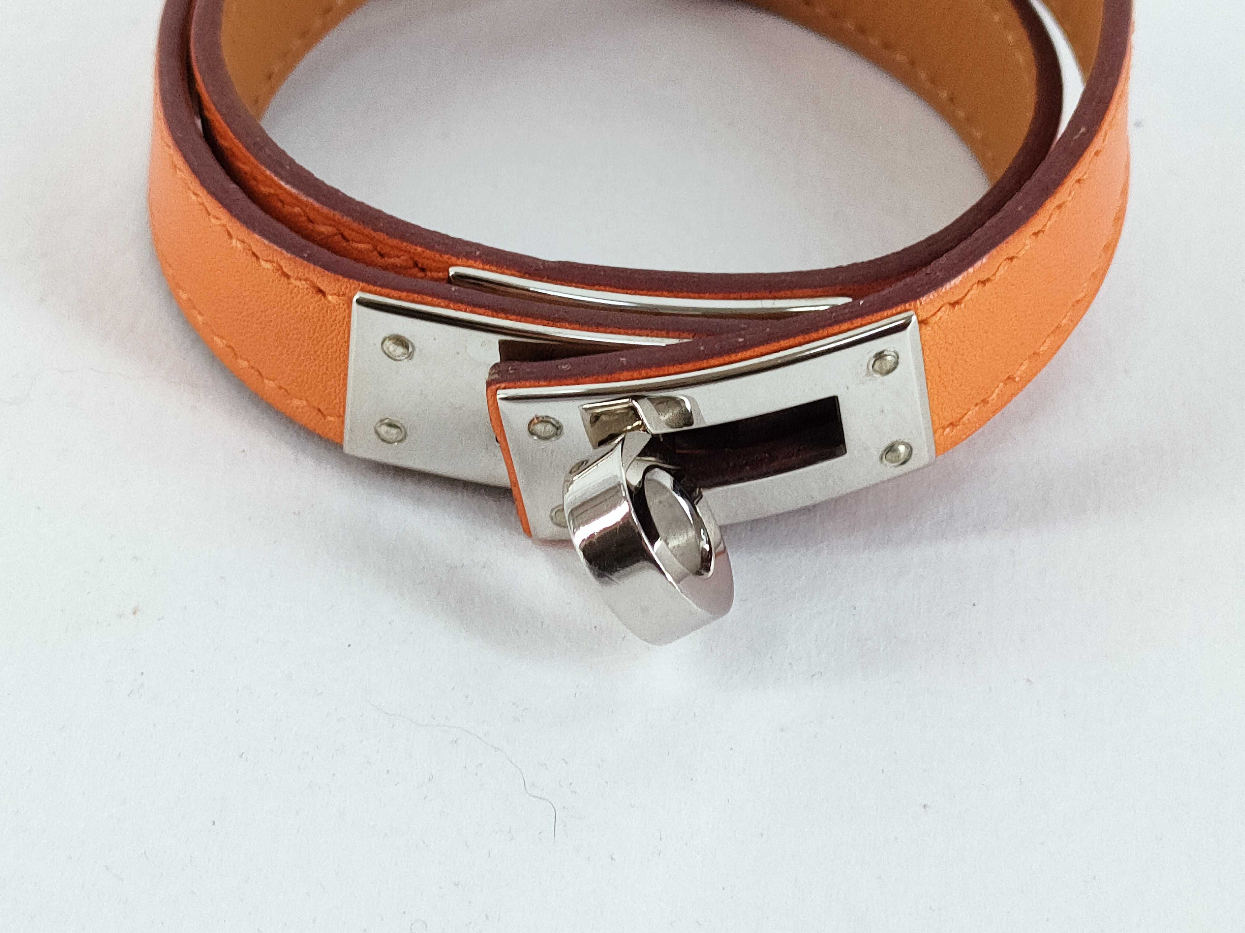 Kelly Double Tour Bracelet, Silver x Orange, Bracelet/Bangle — view 3