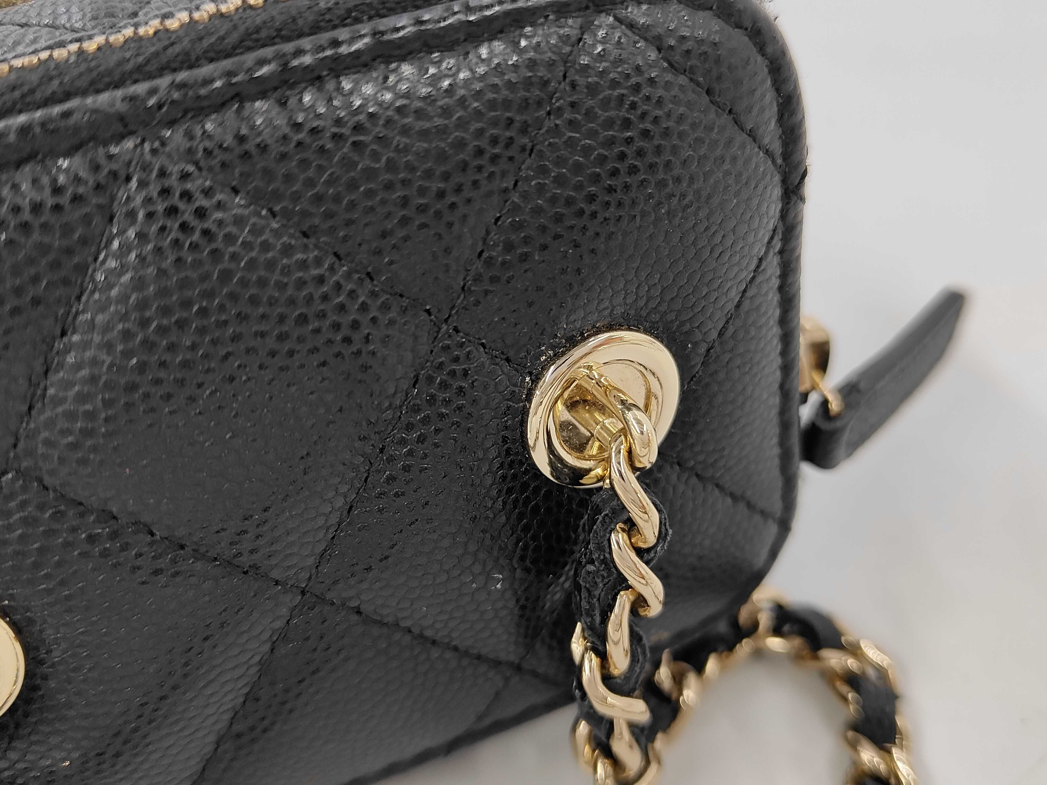 Black Caviar Leather Vanity Bag with Chain (with seal) Shoulder Bag — view 7