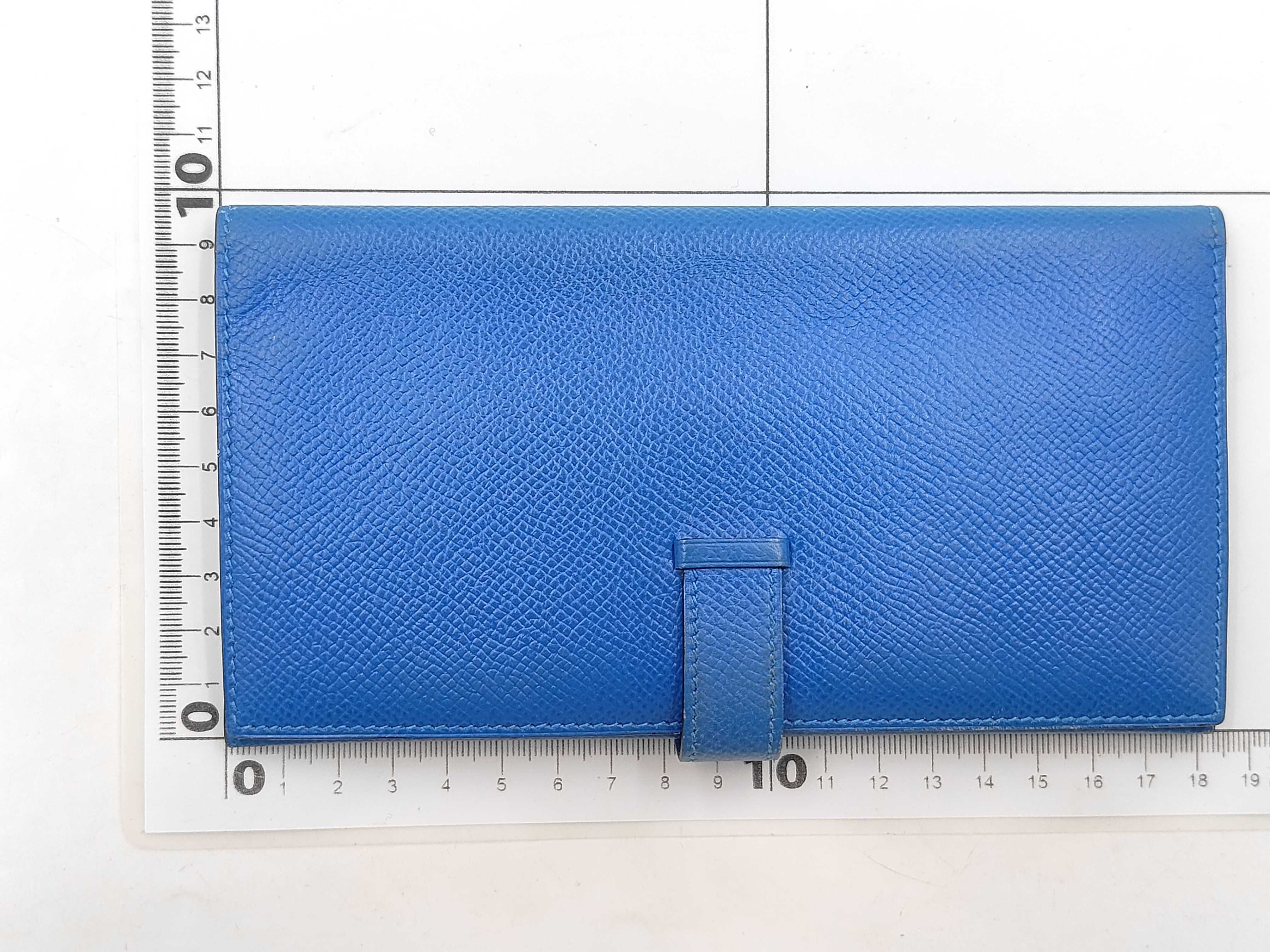Bearn Courchevel Leather Wallet, Gold Hardware, Blue, A — view 2