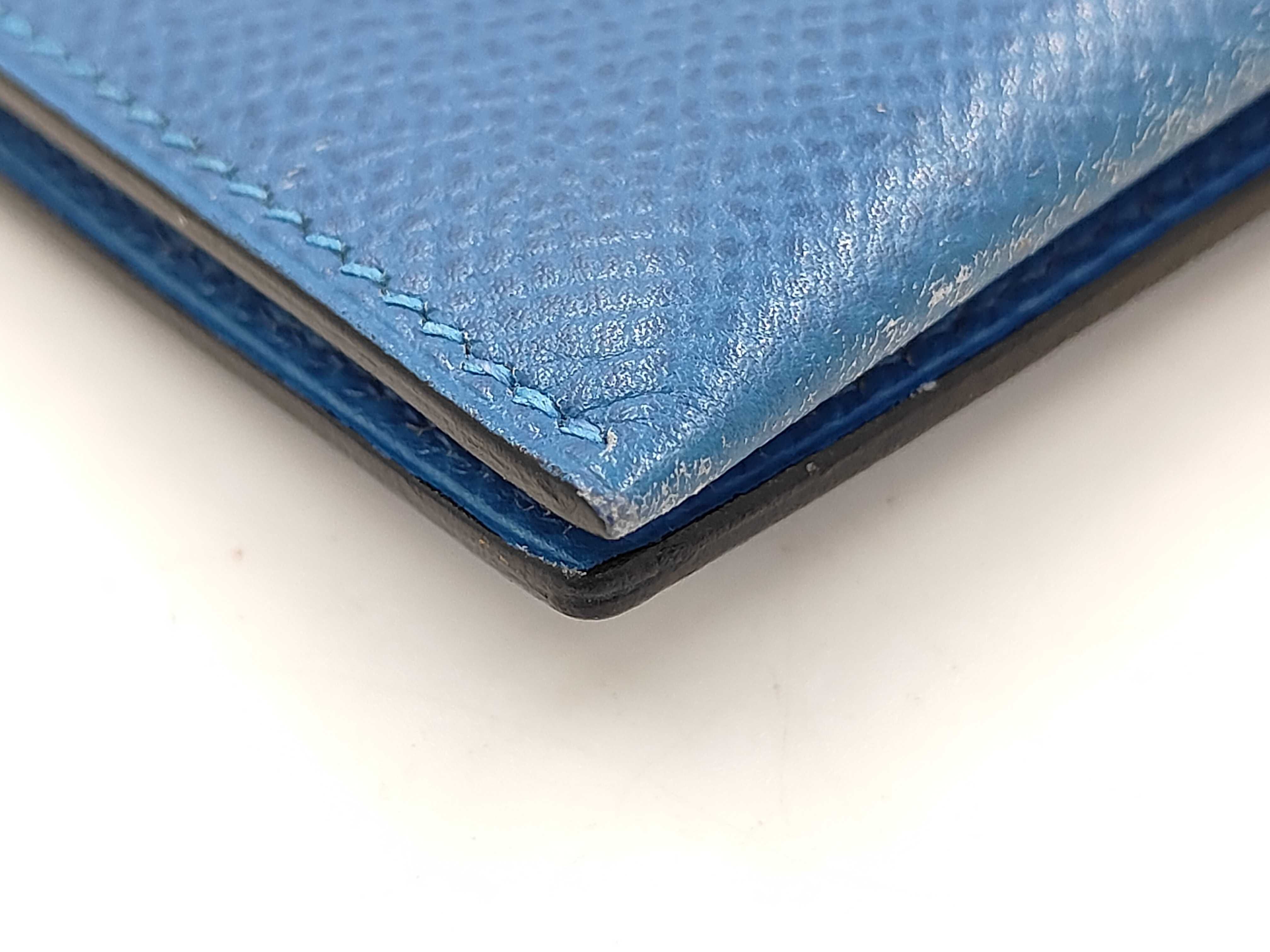 Bearn Courchevel Leather Wallet, Gold Hardware, Blue, A — view 13