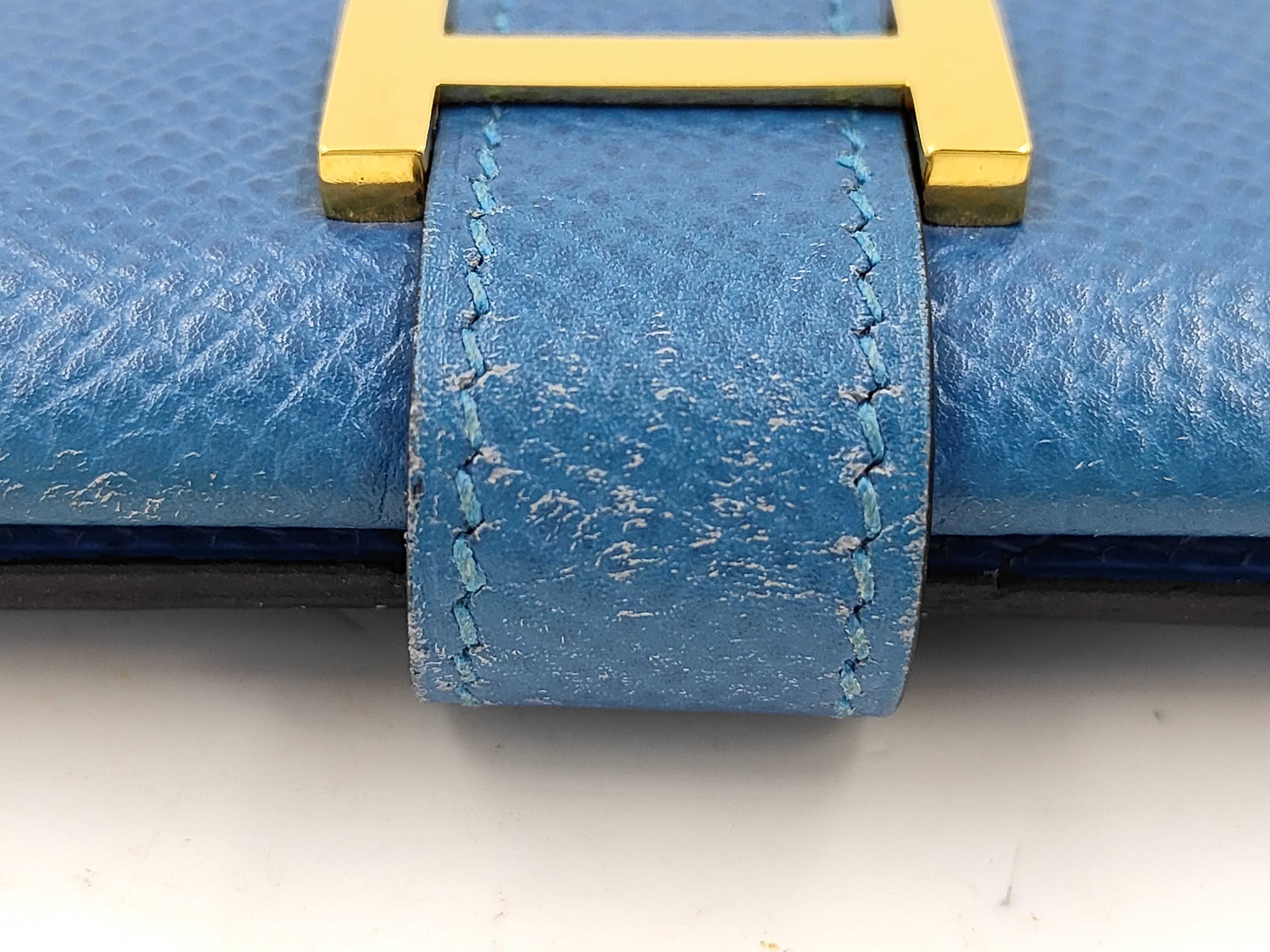 Bearn Courchevel Leather Wallet, Gold Hardware, Blue, A — view 8