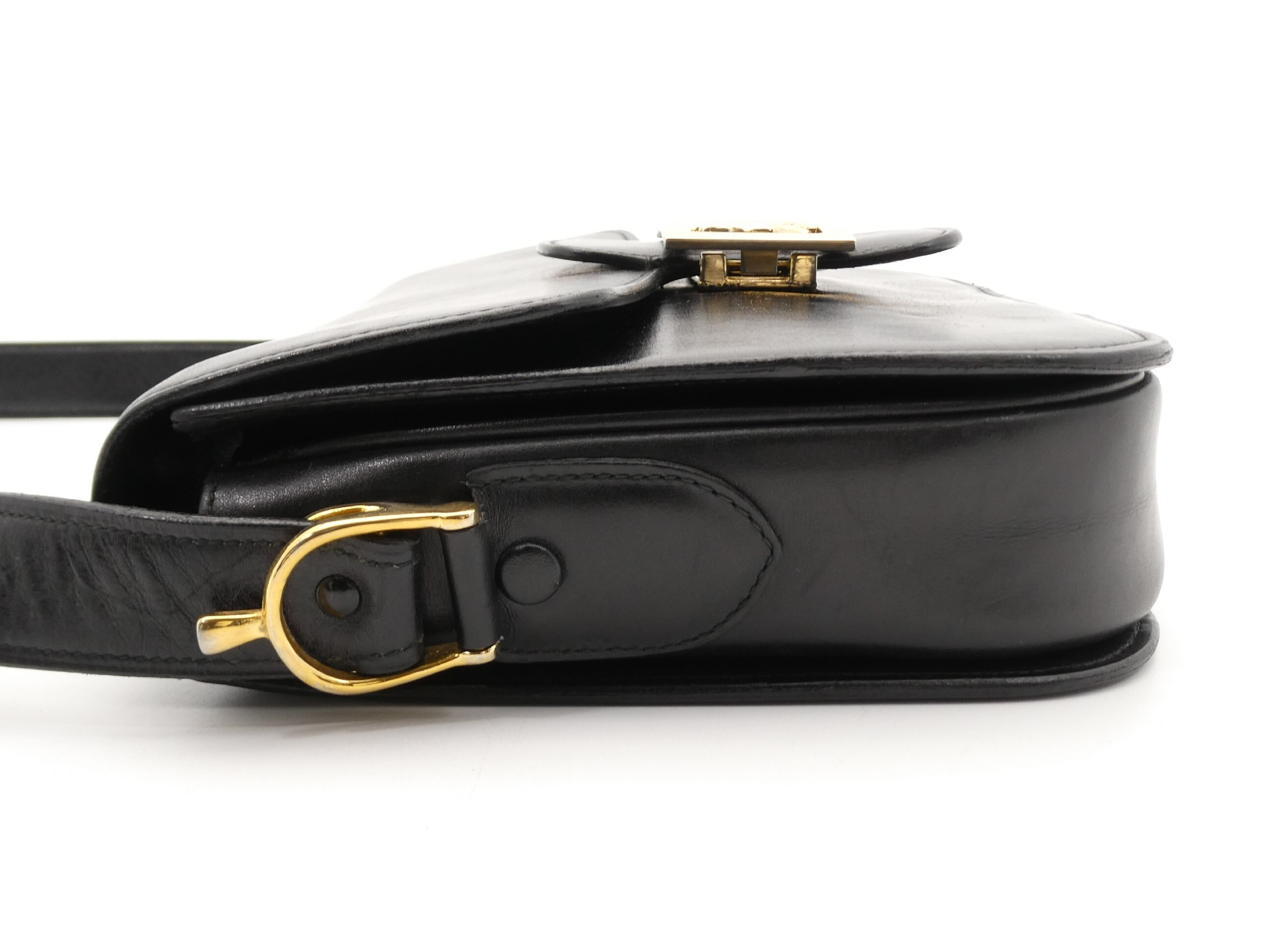 leather shoulder bag with carriage hardware — view 3