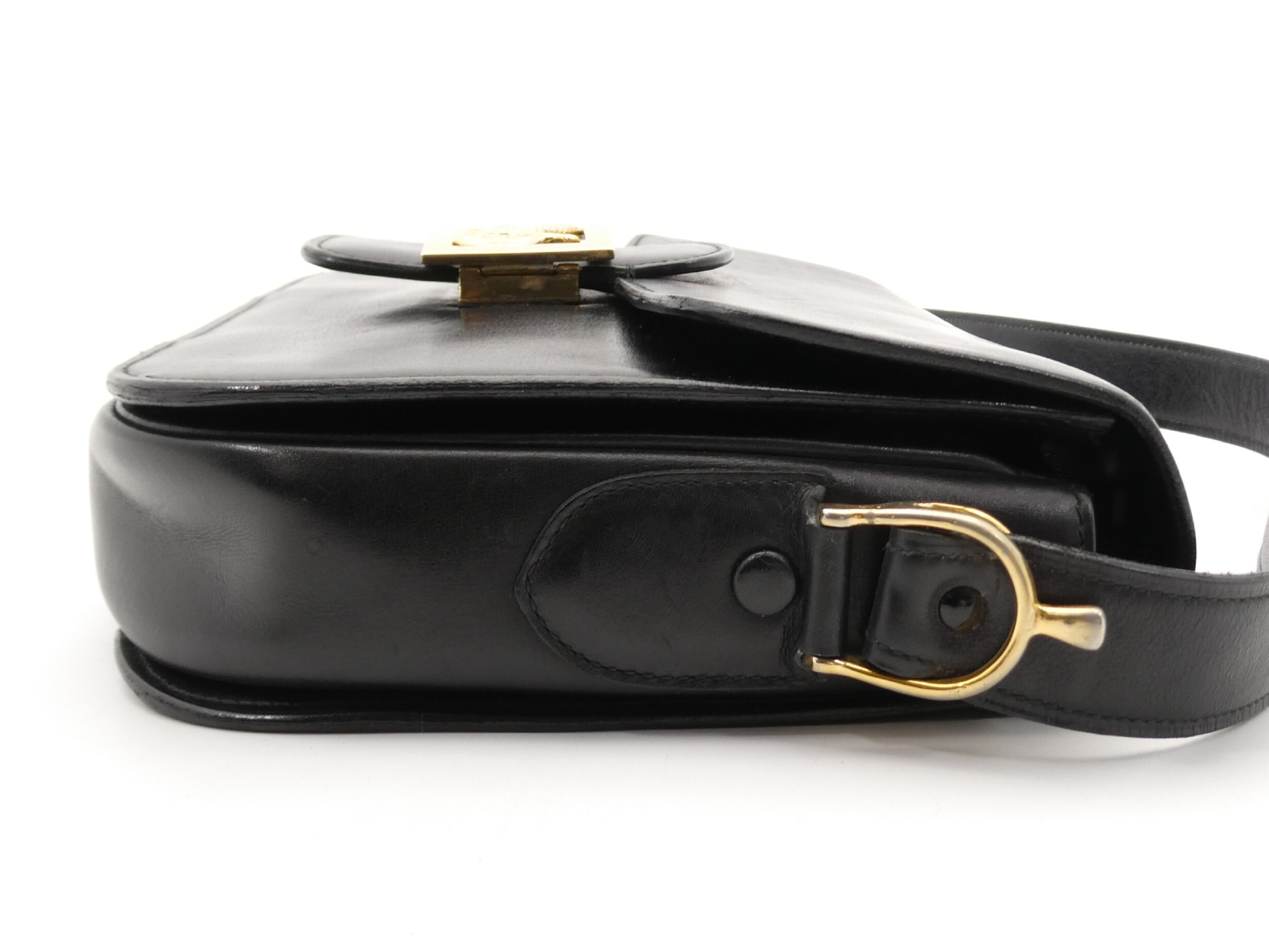 leather shoulder bag with carriage hardware — view 4