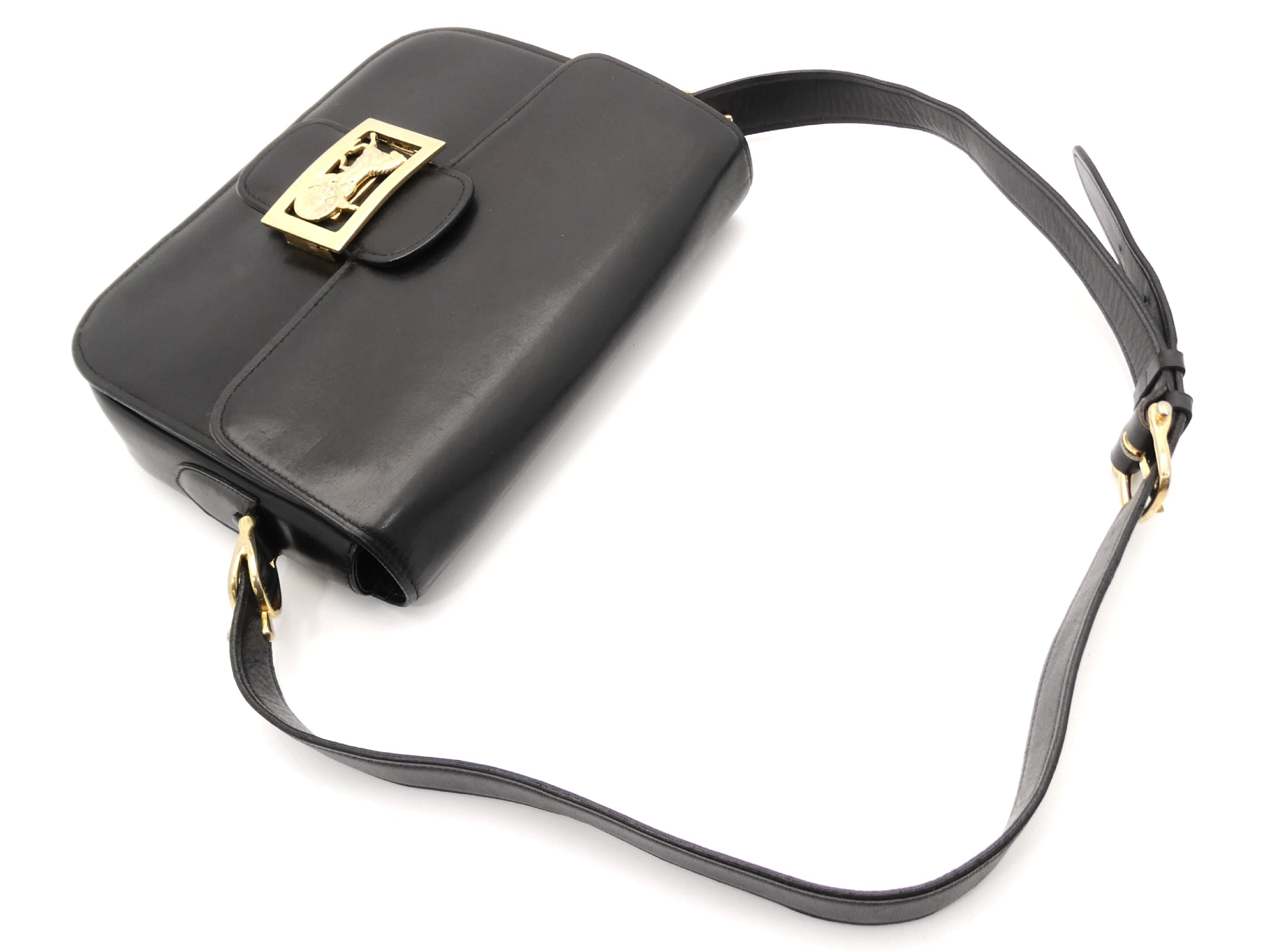 leather shoulder bag with carriage hardware — view 6