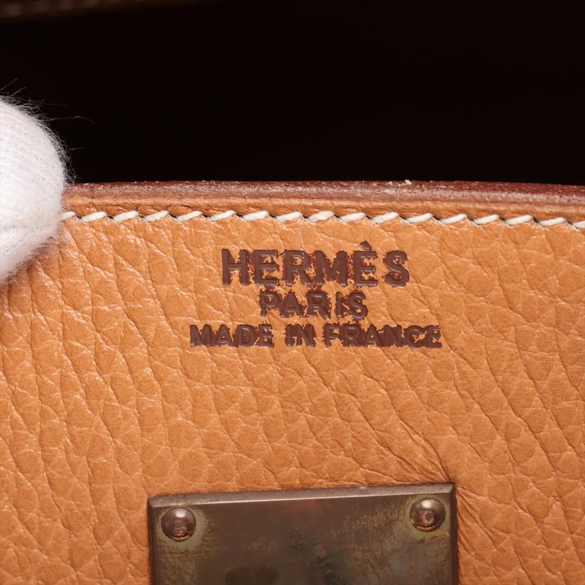 [Individually packaged] Hermes Haut à Courroies 45 Ardennes Natural Gold Hardware X: 1994 Cadena lock is stuck — view 8