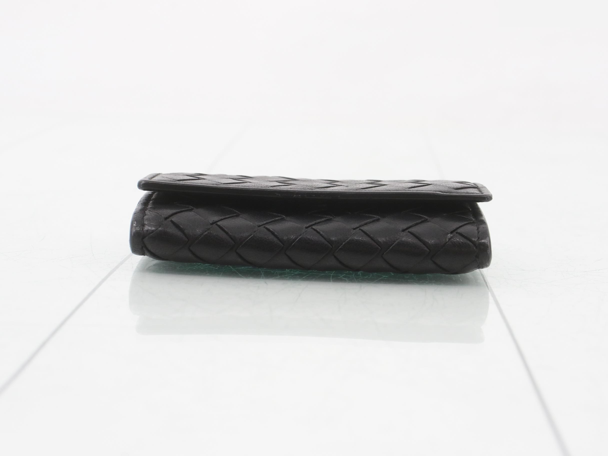 Intrecciato Coin Case, Leather, Black — view 3