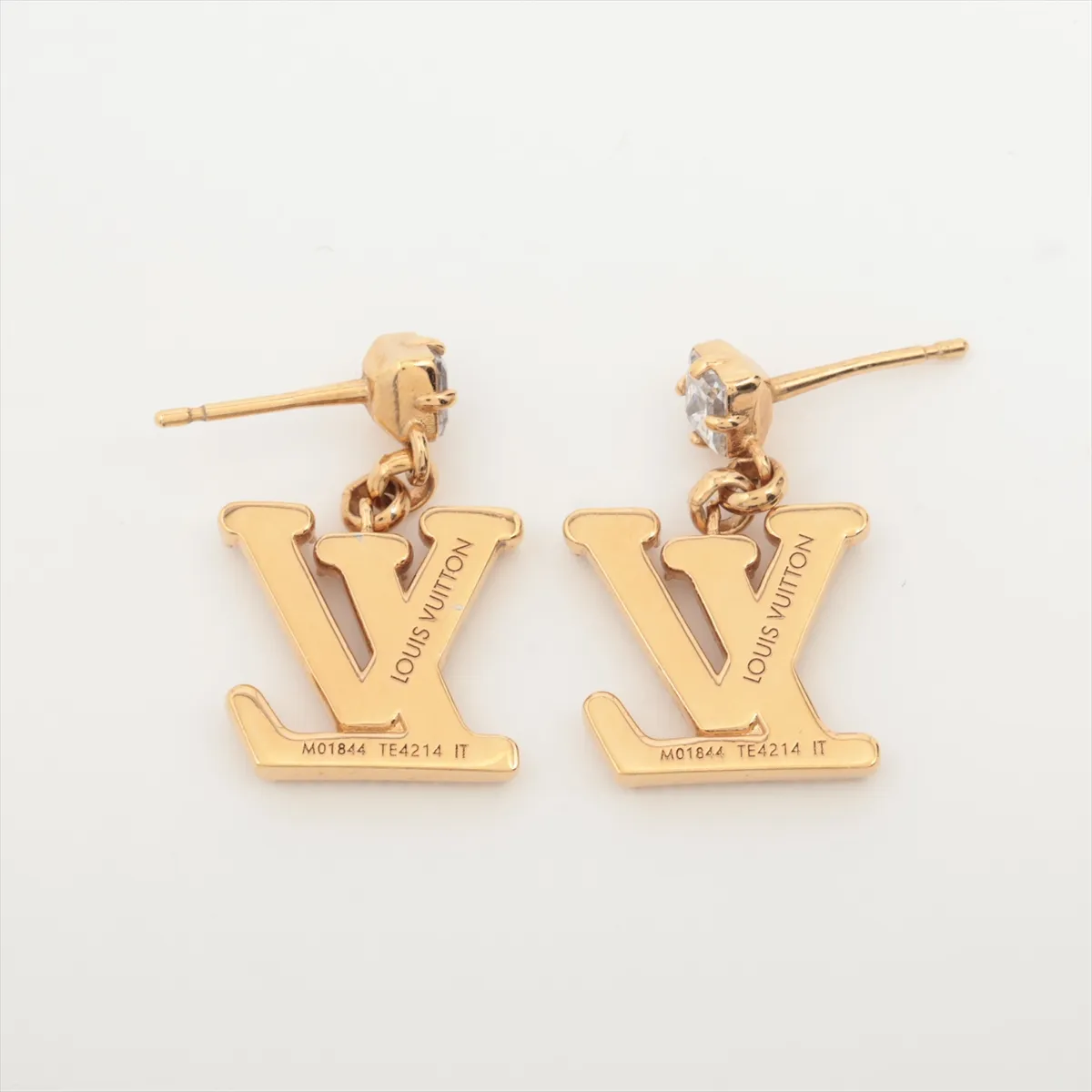 M01844 Earrings Lady LV TE4214 Earrings (for both ears) GP x Rhinestone Gold — view 2